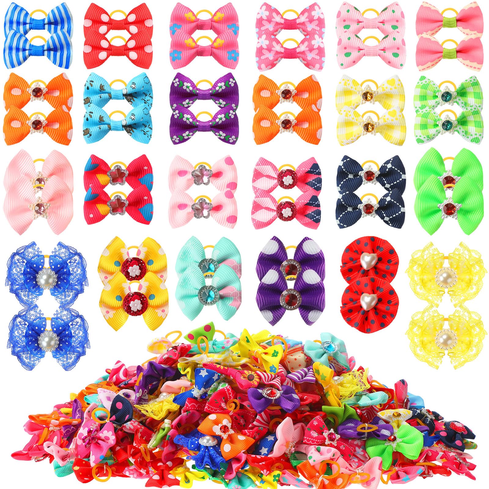 Pack Reginary 300 boucles pour poils de chien, couleurs variées pour sorties.