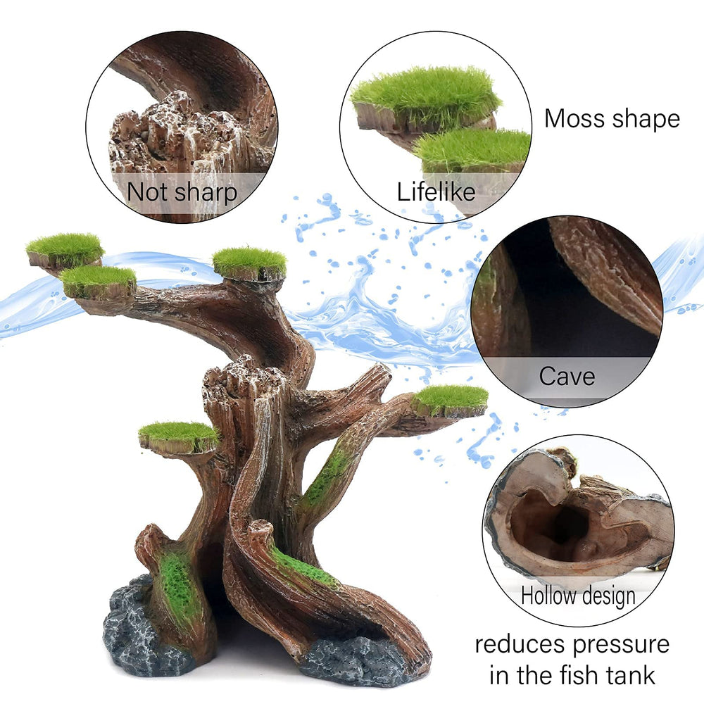 relaqcc décor arbre artificiel, idéal pour petits aquariums et reptiles