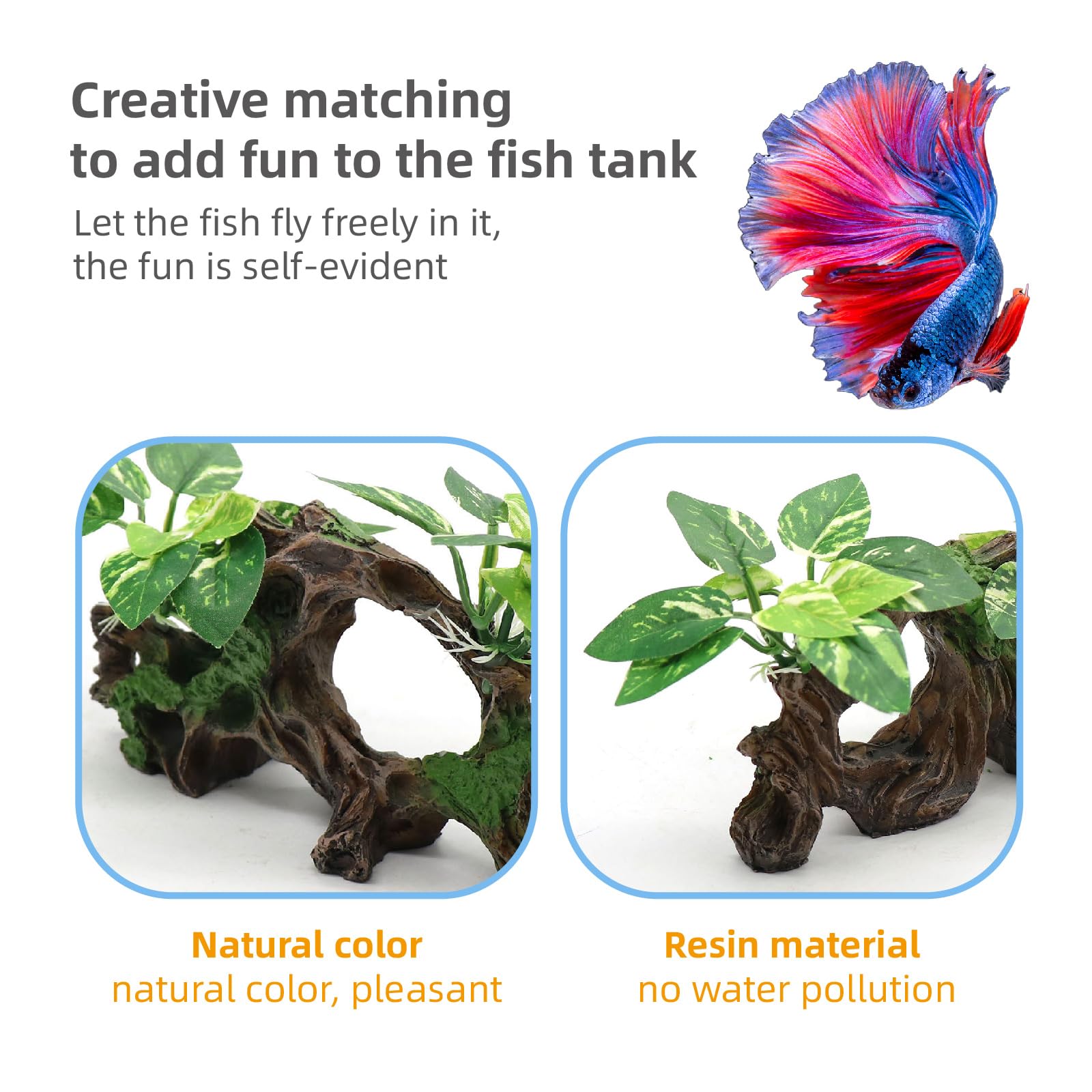 relaqcc ornement aquarium betta, offre cachettes et repos pour poissons