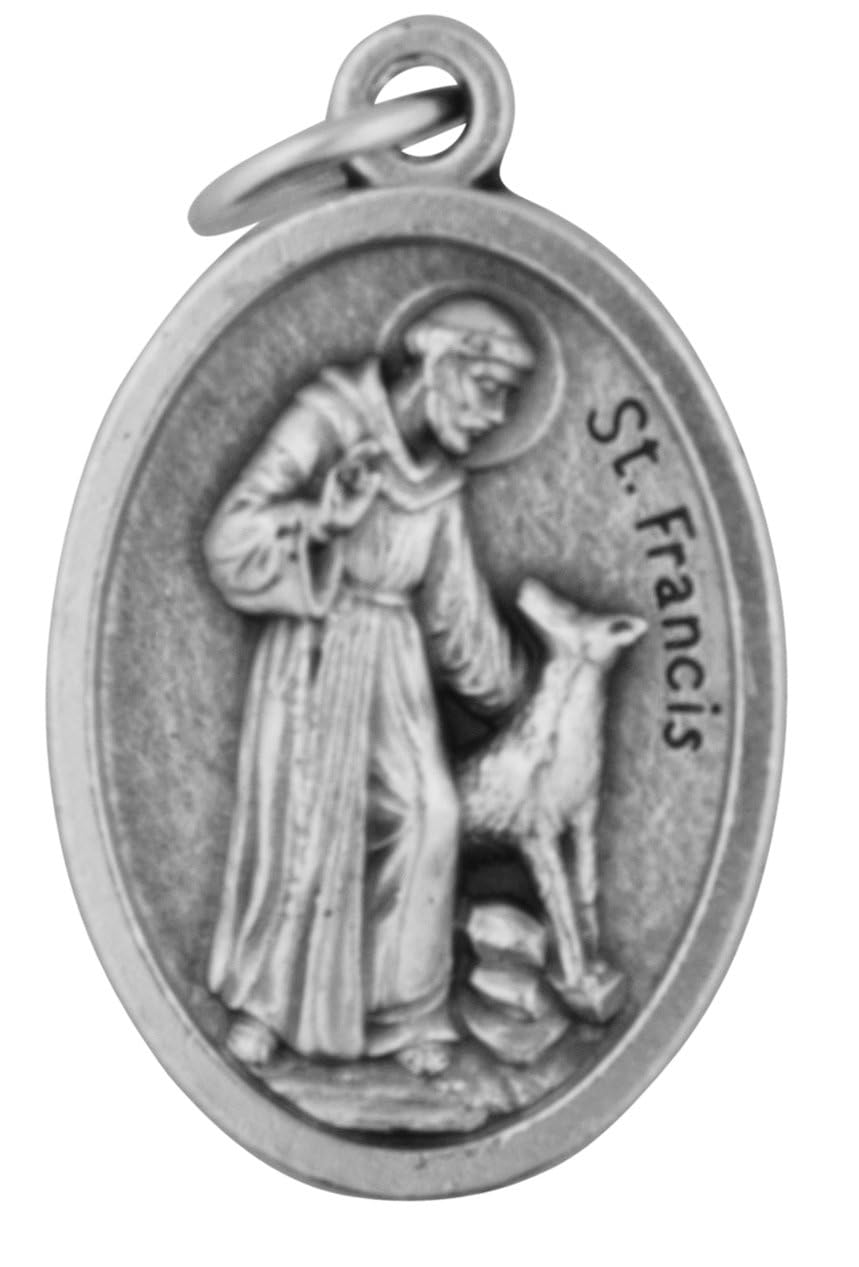 Religious Gifts médaille Saint François d’Assise argentée, 1 pouce, design discret pour collier d’animal