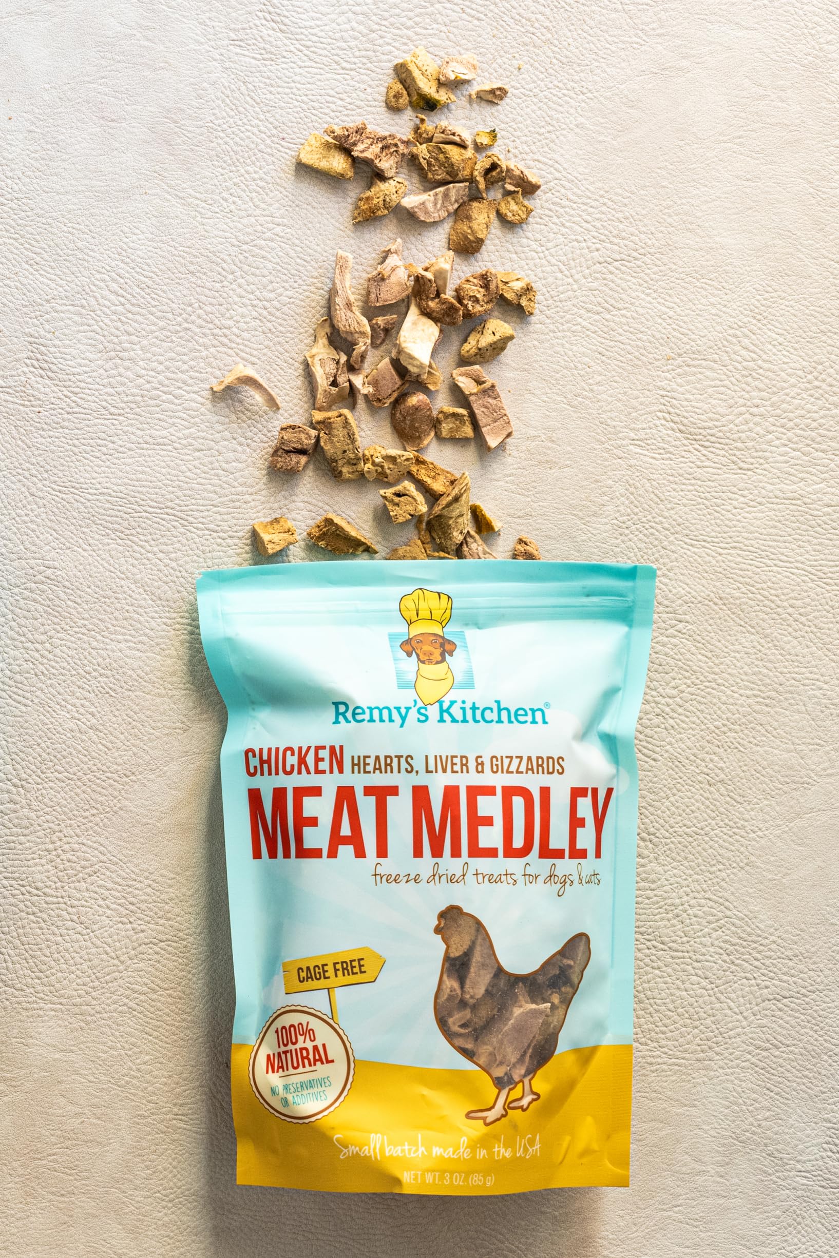 Remy’s Kitchen Meat Medley – ingrédients boeuf foie et rate, snack protéiné et appétent.
