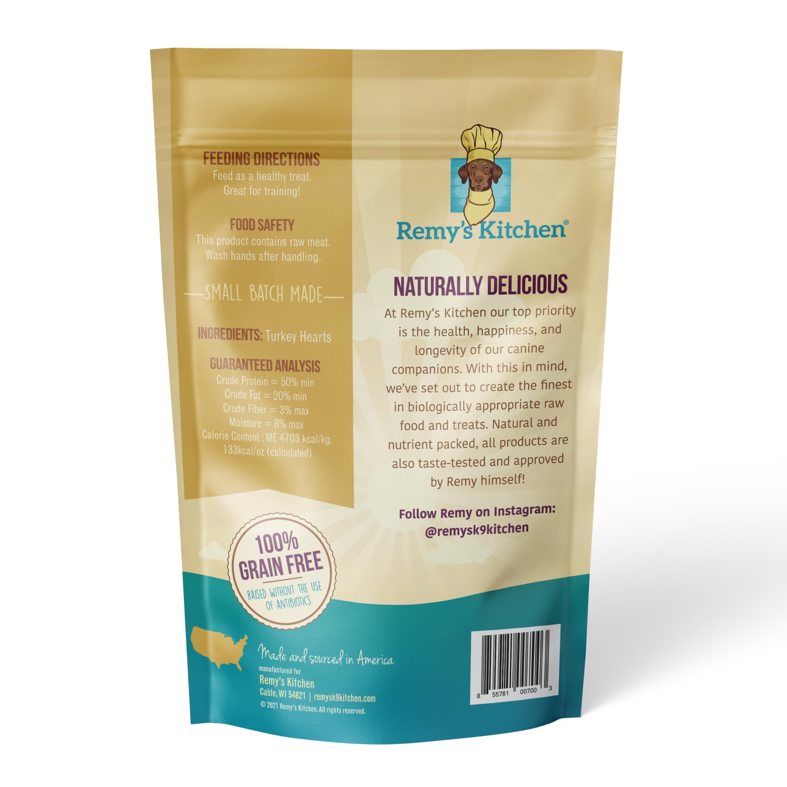 Remy’s Kitchen friandises dinde lyophilise – protéine pure pour l’entraînement.