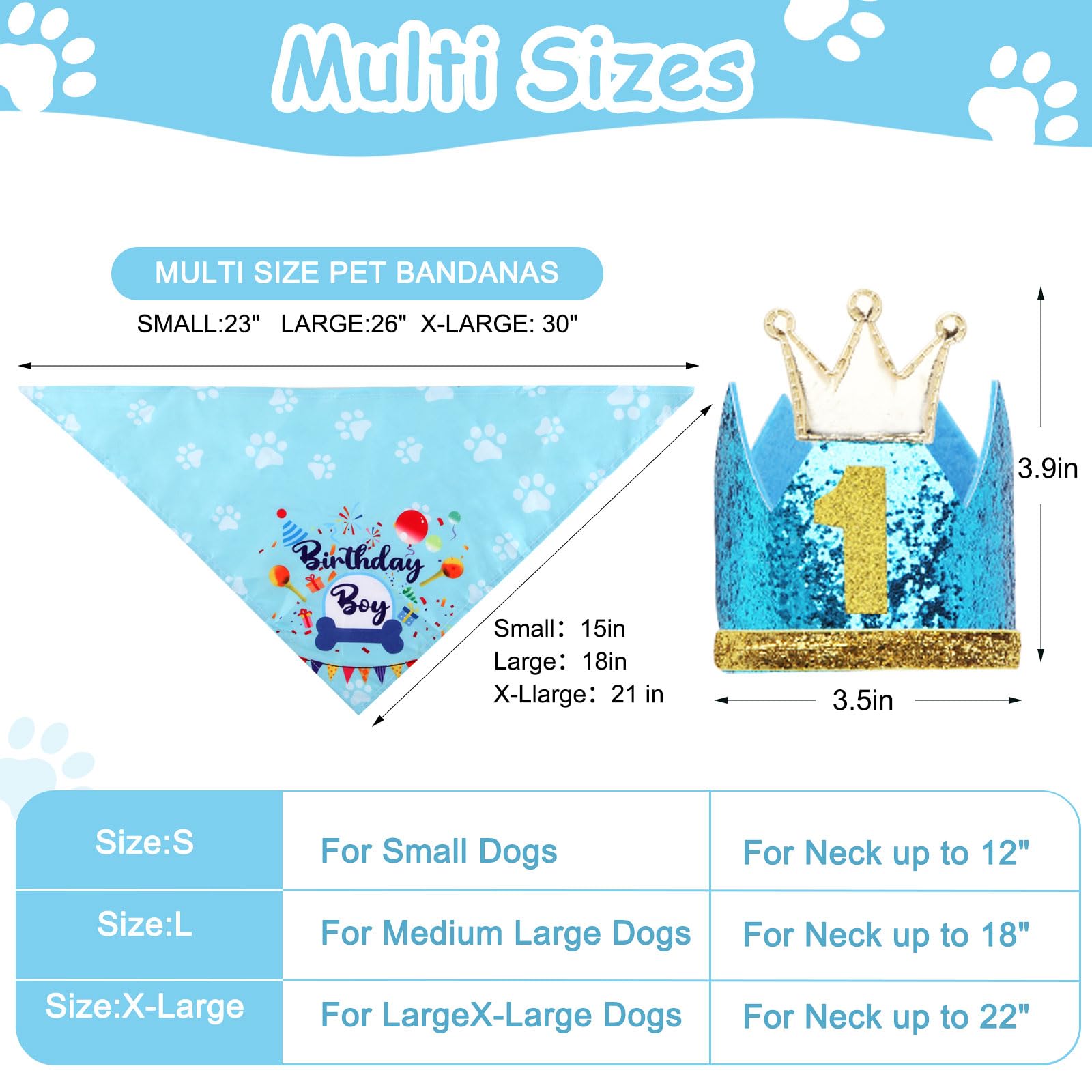 Accessoires anniversaire Rensh bleu pour chien et chat, polyvalents.