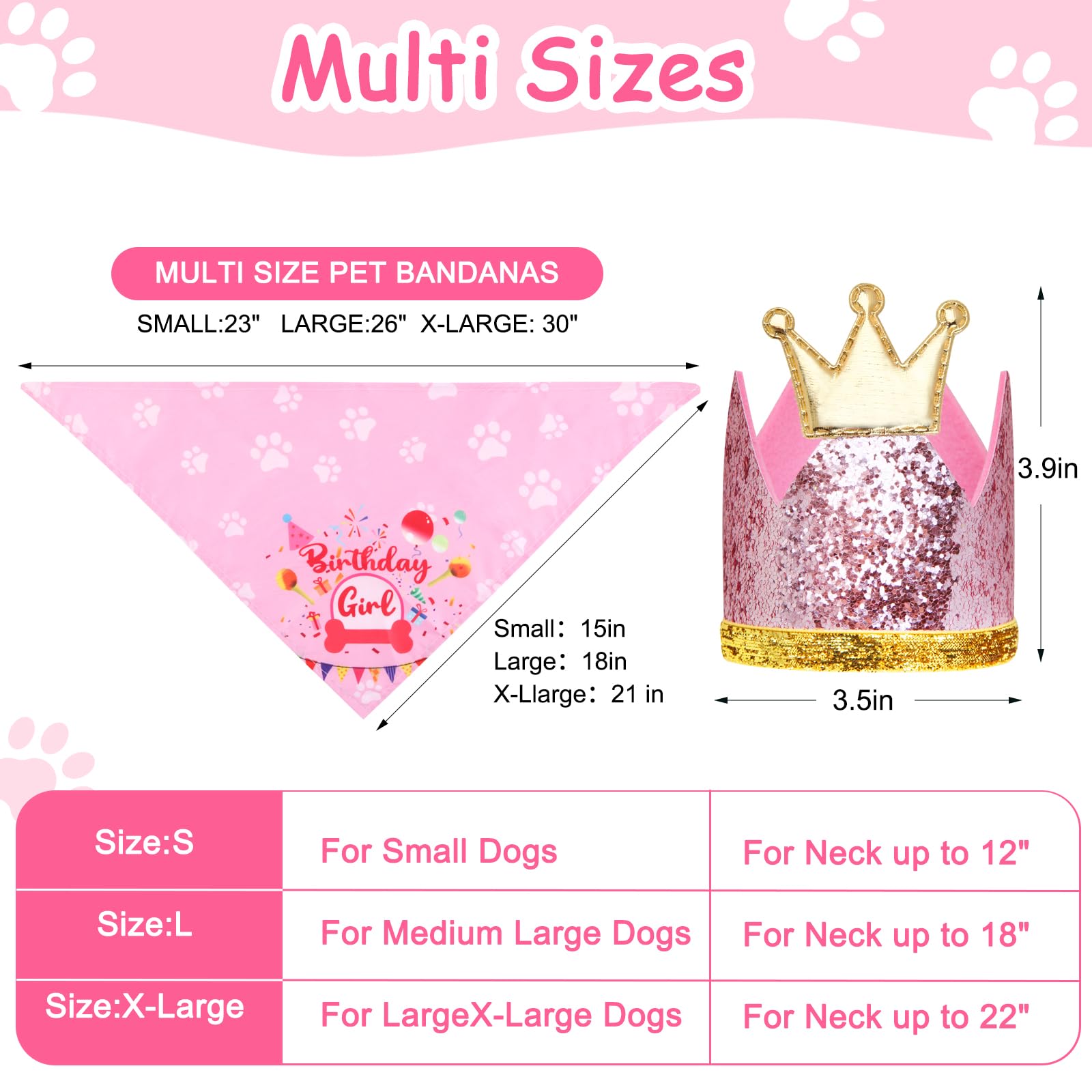 Ensemble anniversaire rose Rensh pour chiens et chats, polyvalent et festif.