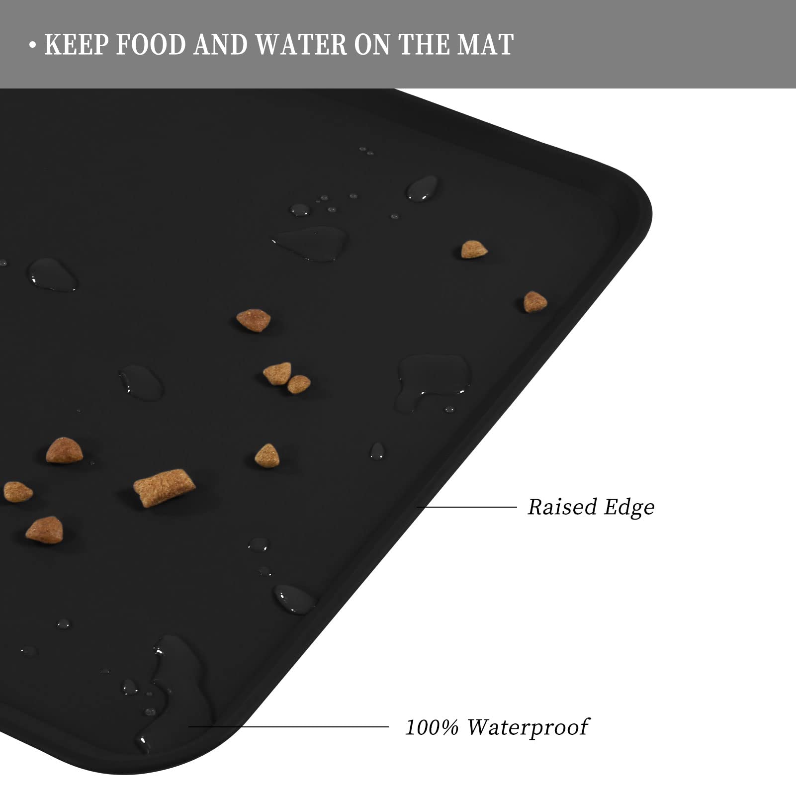 Reopet tapis alimentation bords hauts protège le sol des éclaboussures et des éclats.