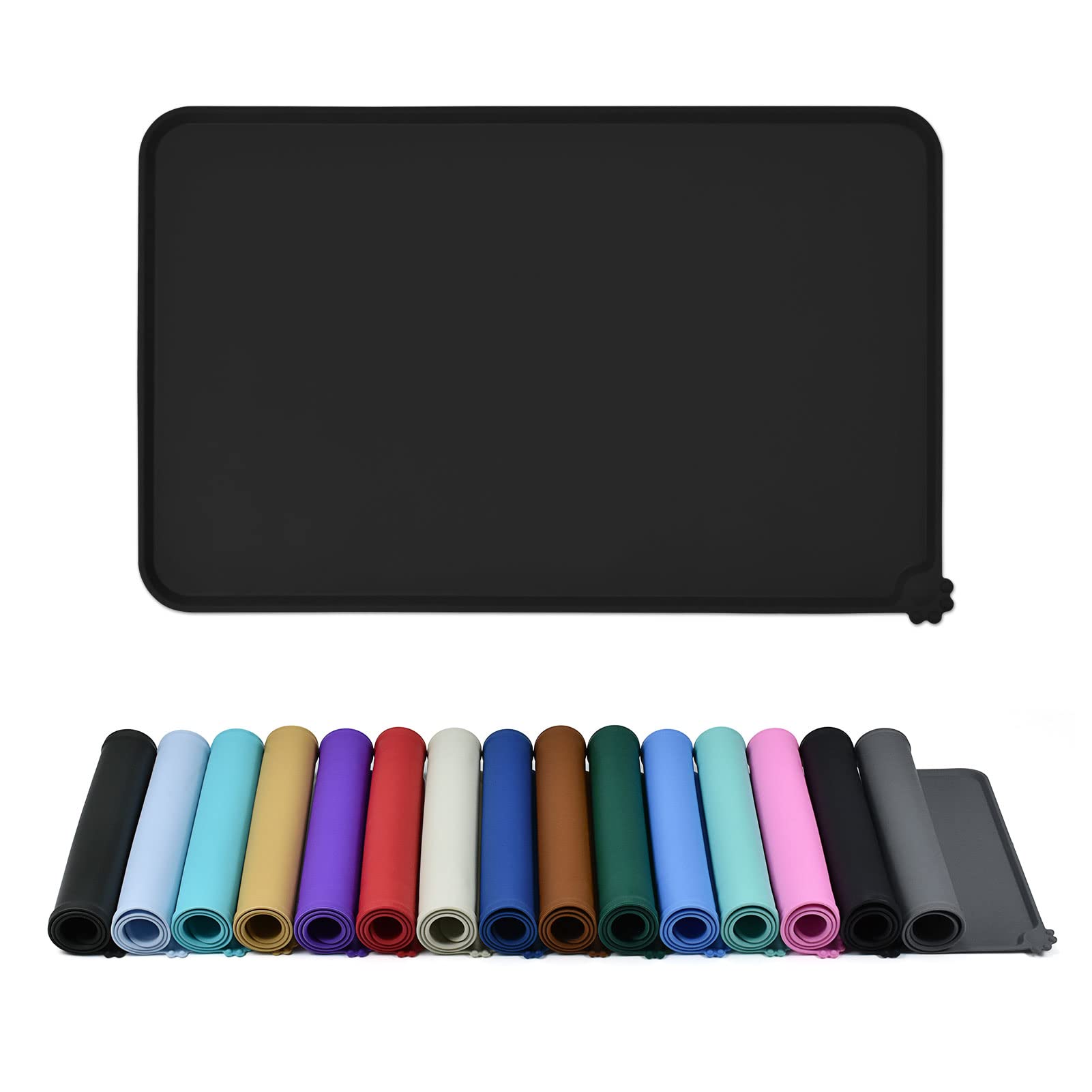 Reopet tapis alimentation silicone sans BPA avec bords hauts protège le sol des éclaboussures et déversements.