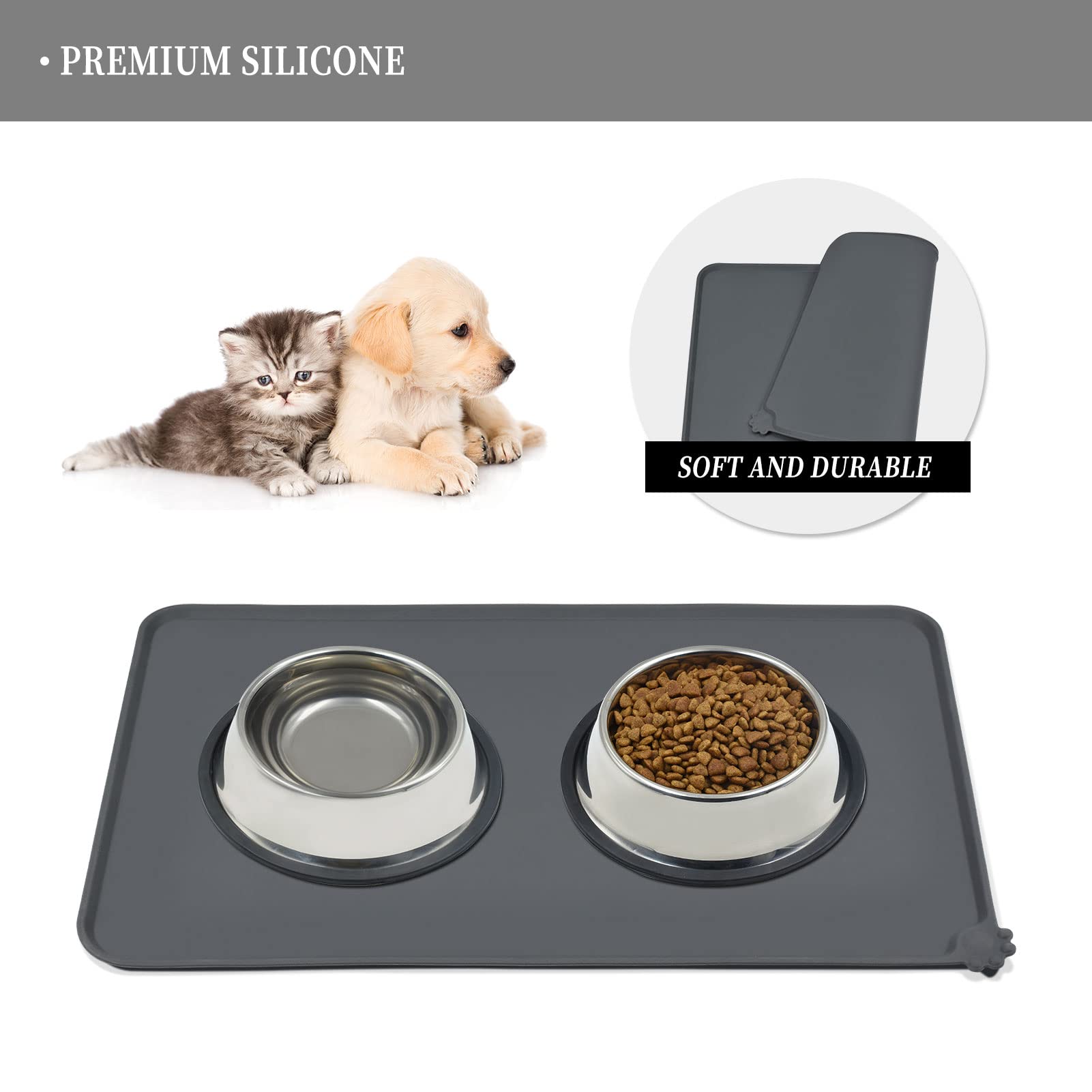 Reopet tapis alimentaire 24x16, bordures levees pour contenir les liquides.