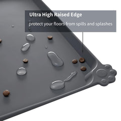 Rebords hauts du tapis Reopet contiennent nourriture et liquides.