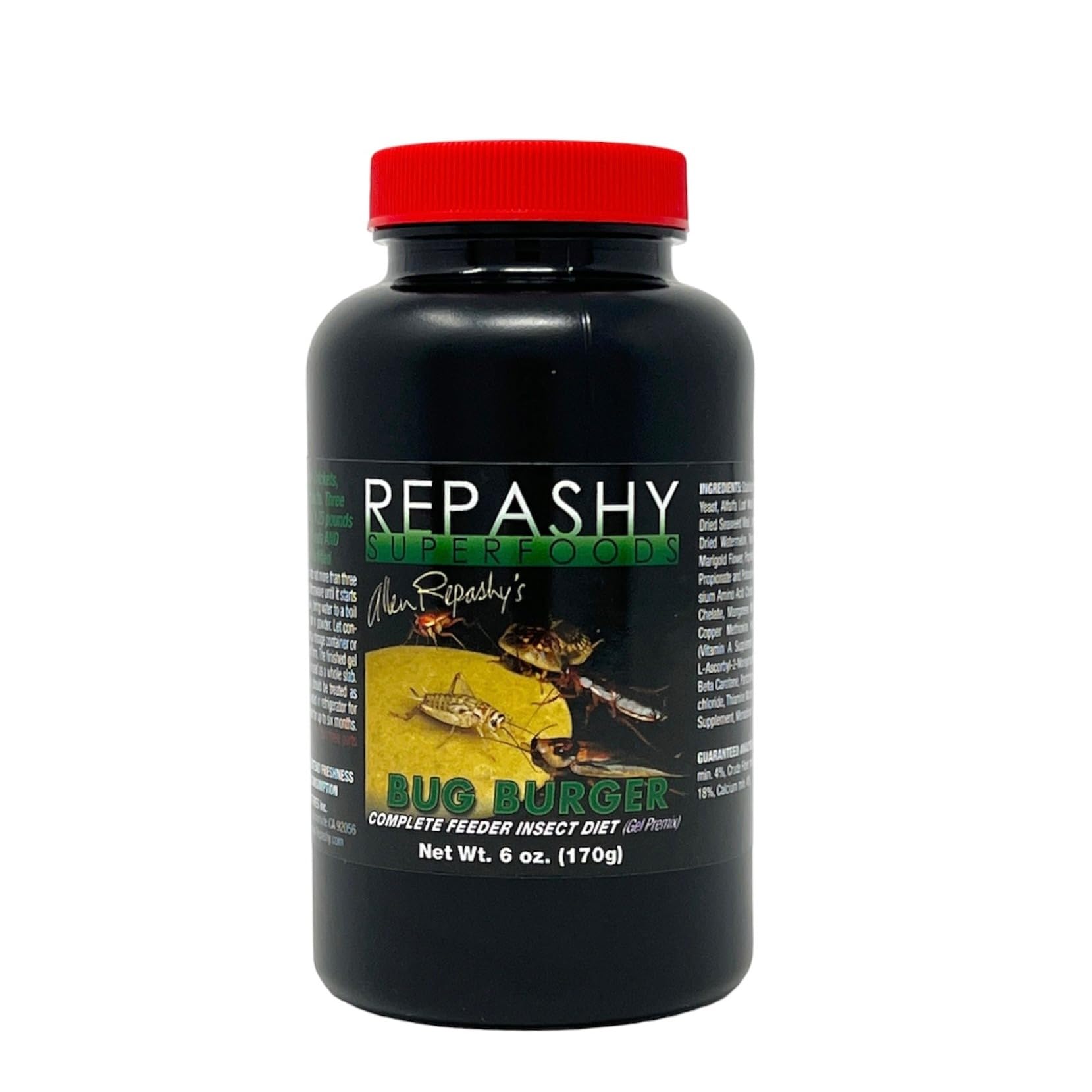 Repashy Bug Burger, gel alimentaire pour insectes, nourrissant et hydratant pour criquets et blattes.