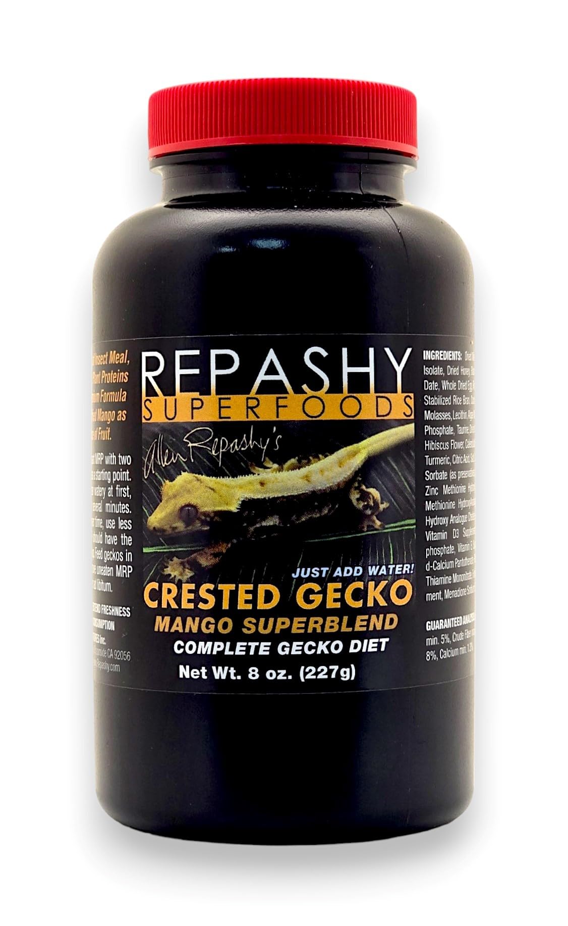 Repashy Gecko à Crête Mangue Superblend, flacon, alimentation complète pour gecko à crête et appétit soutenu