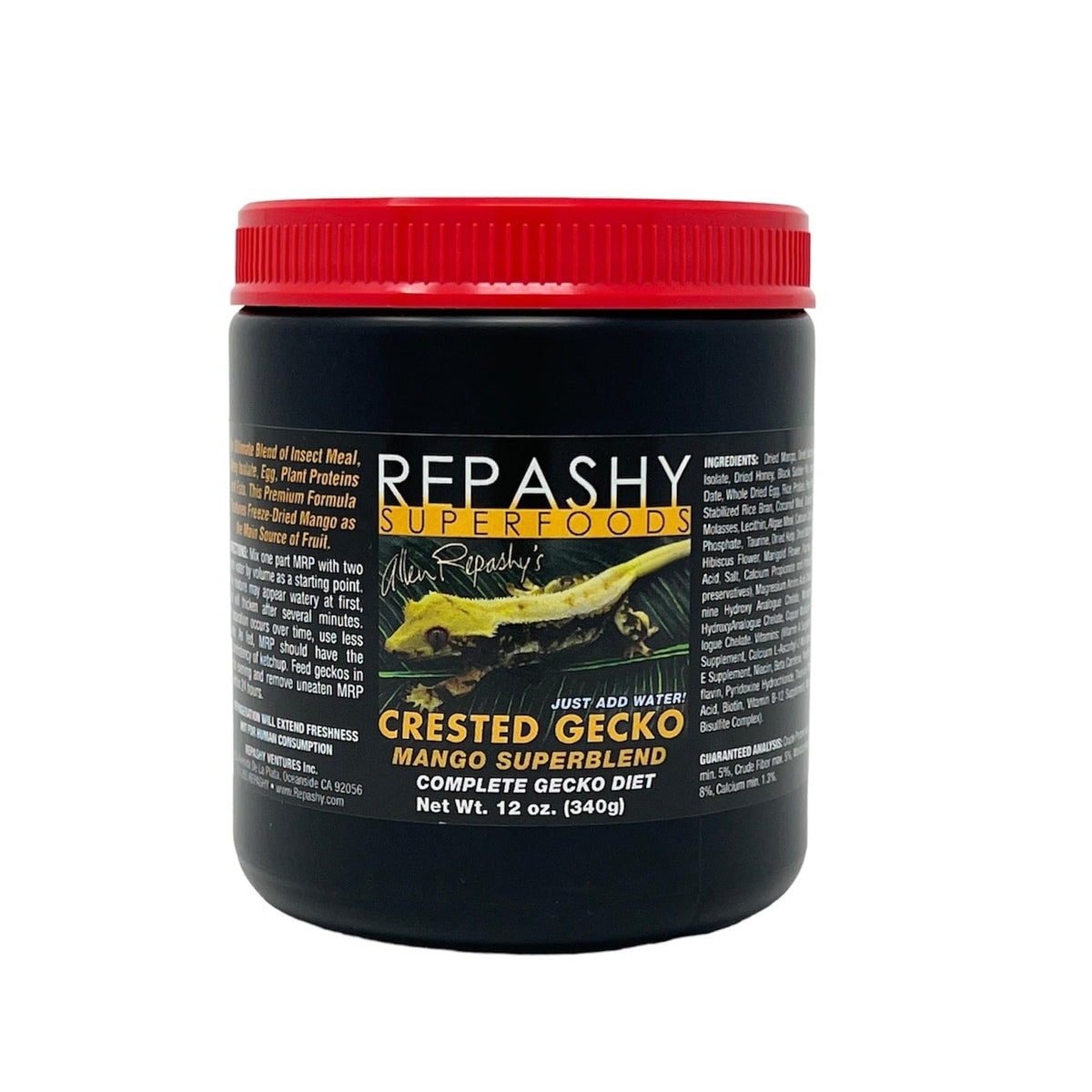 Repashy Gecko MRP Diet Mango dans son pot, alimentation premium pour geckos à crête.