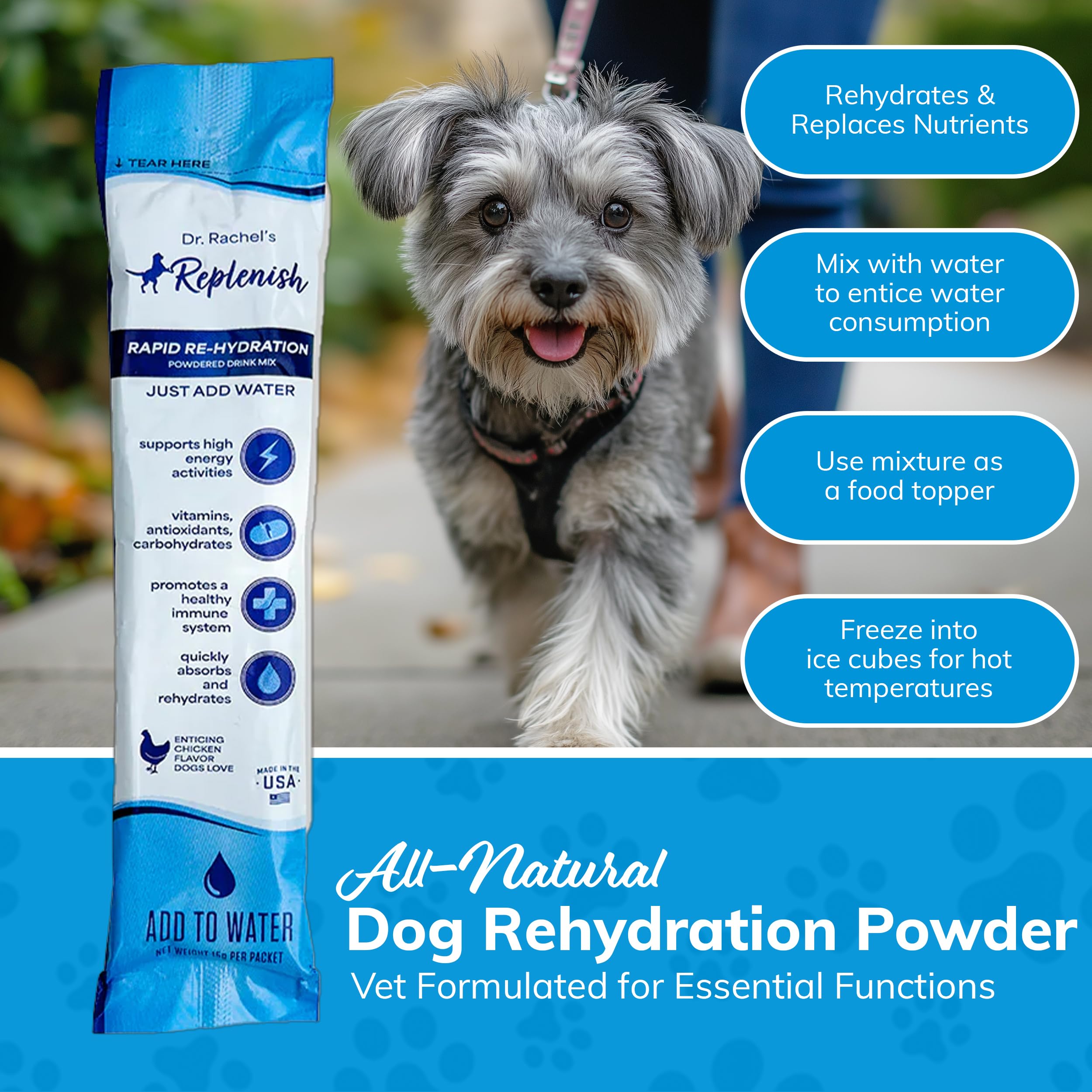 Replenish chien voyage emballage – format individuel pour déplacements simples.
