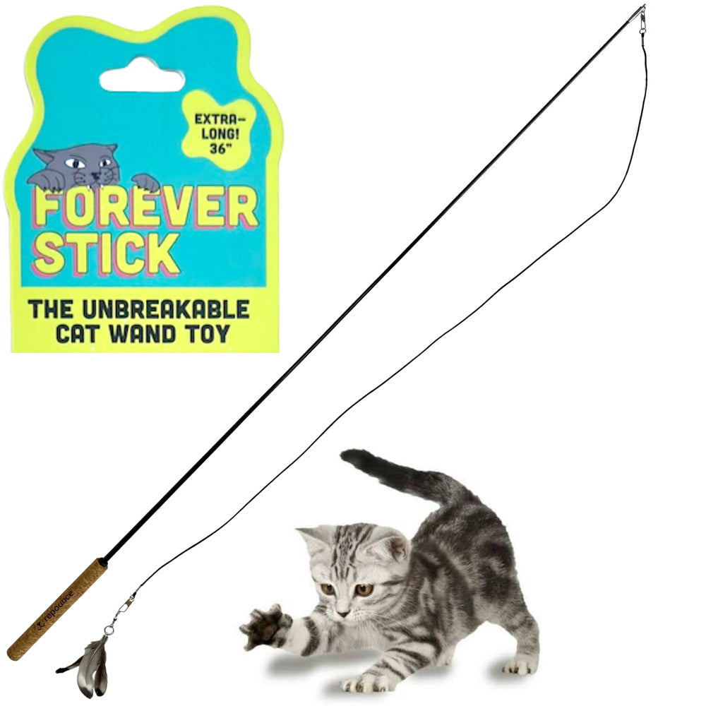 Repounce Forever Stick vue d'ensemble, longueur 36 pouces, jeu interactif pour chat.