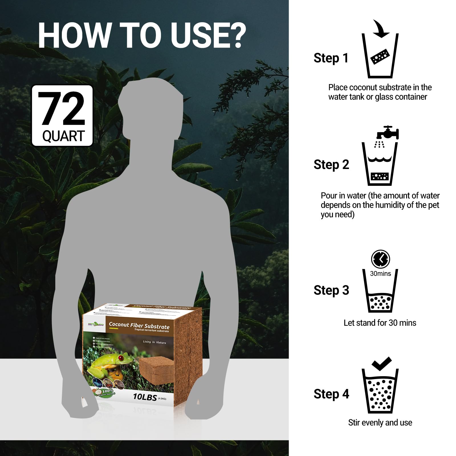 REPTI ZOO Biodégradable Coco : naturel et biodégradable pour terrariums