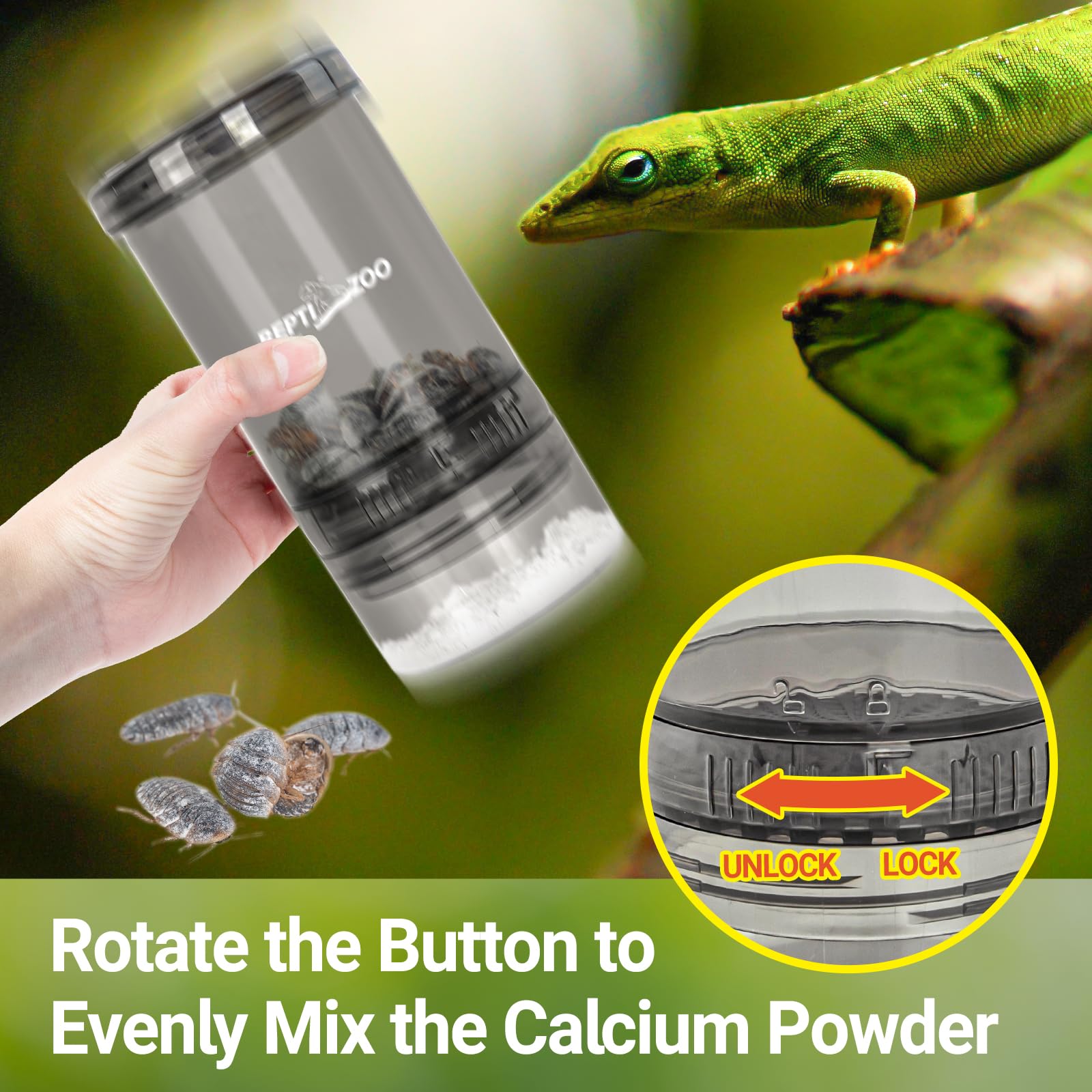 REPTI ZOO Mixer: corps en acrylique transparent pour voir le mélange en temps réel.
