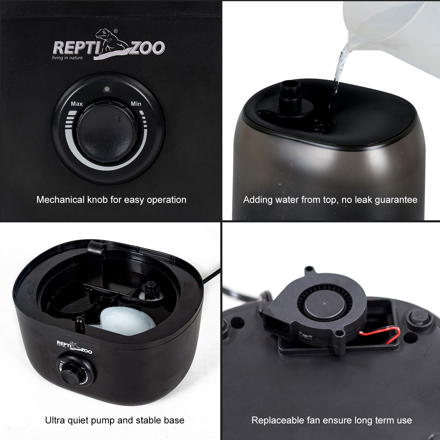 REPTI ZOO remplissage sans fuite par le haut, nettoyage simplifié.