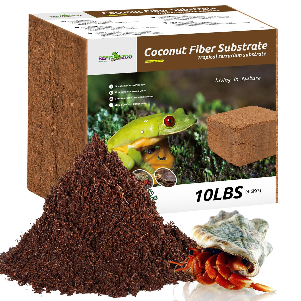 REPTI ZOO Substrat Coco 72 Quarts : substrat absorbant pour reptiles