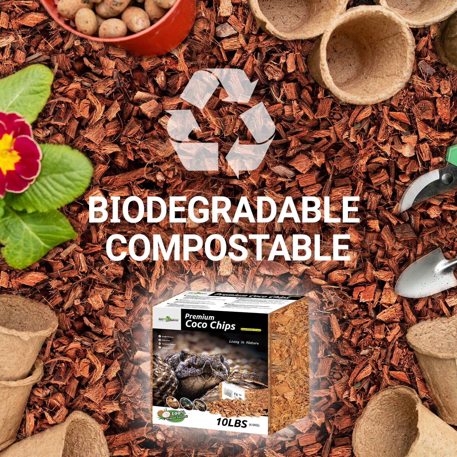 Surface naturelle et biodégradable REPTI ZOO pour reptiles.