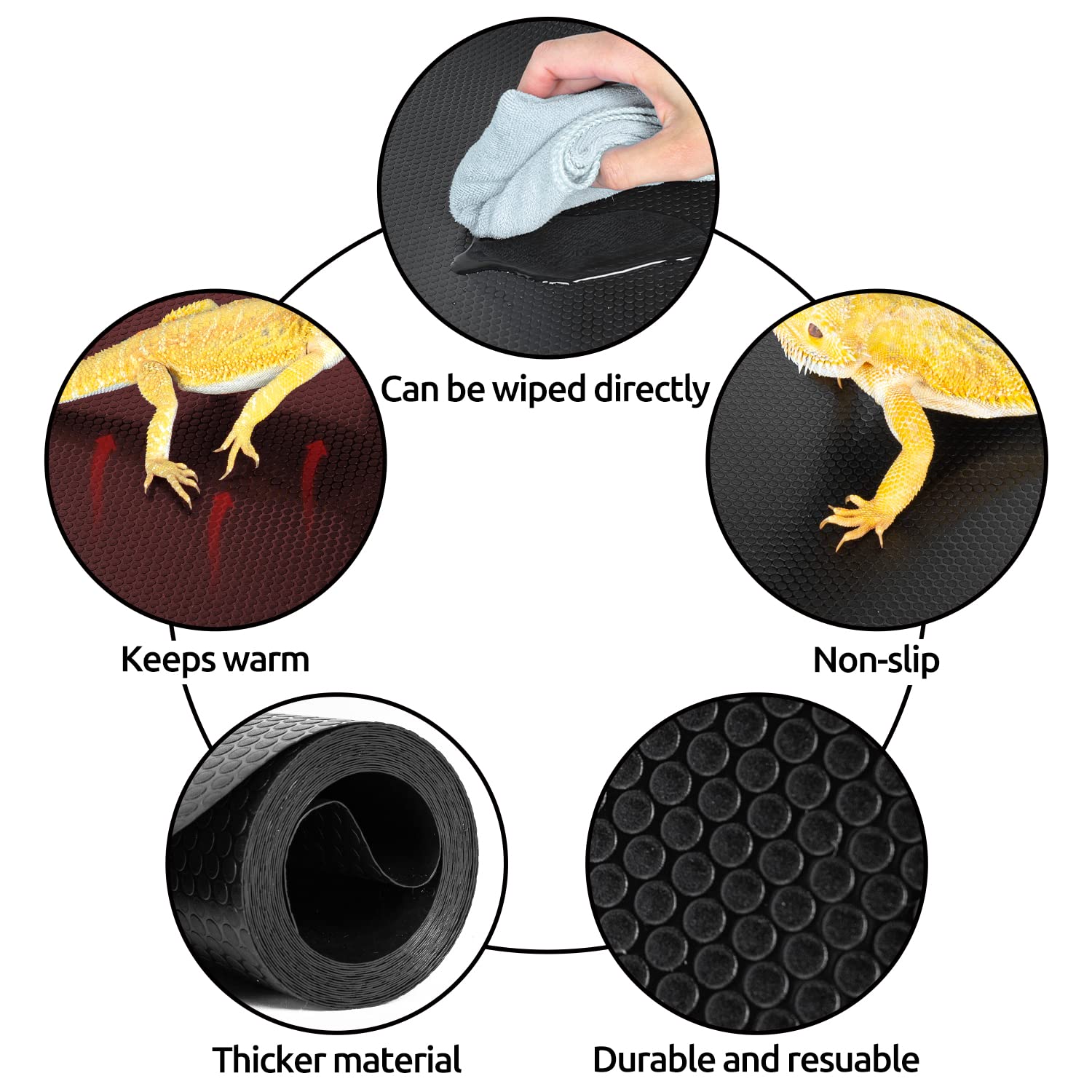 REPTI ZOO tapis terrarium compatible dragons barbus, geckos léopards et autres reptiles.