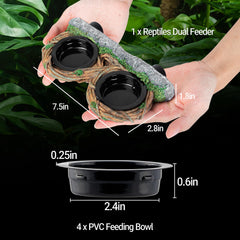 REPTI ZOO tasses d’alimentation en PVC, quatre unités faciles à utiliser.