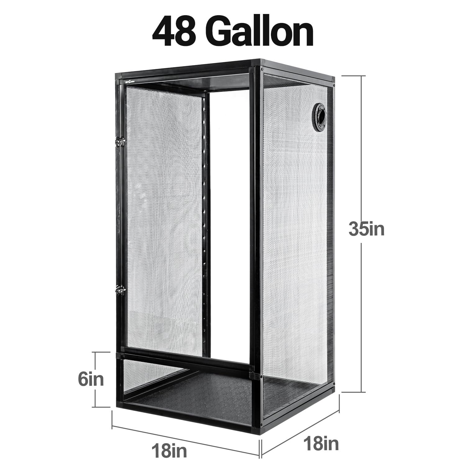 Terrarium REPTI ZOO avec maillage au sommet et sur les côtés pour ventilation.