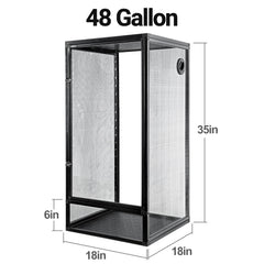 Terrarium REPTI ZOO avec maillage au sommet et sur les côtés pour ventilation.