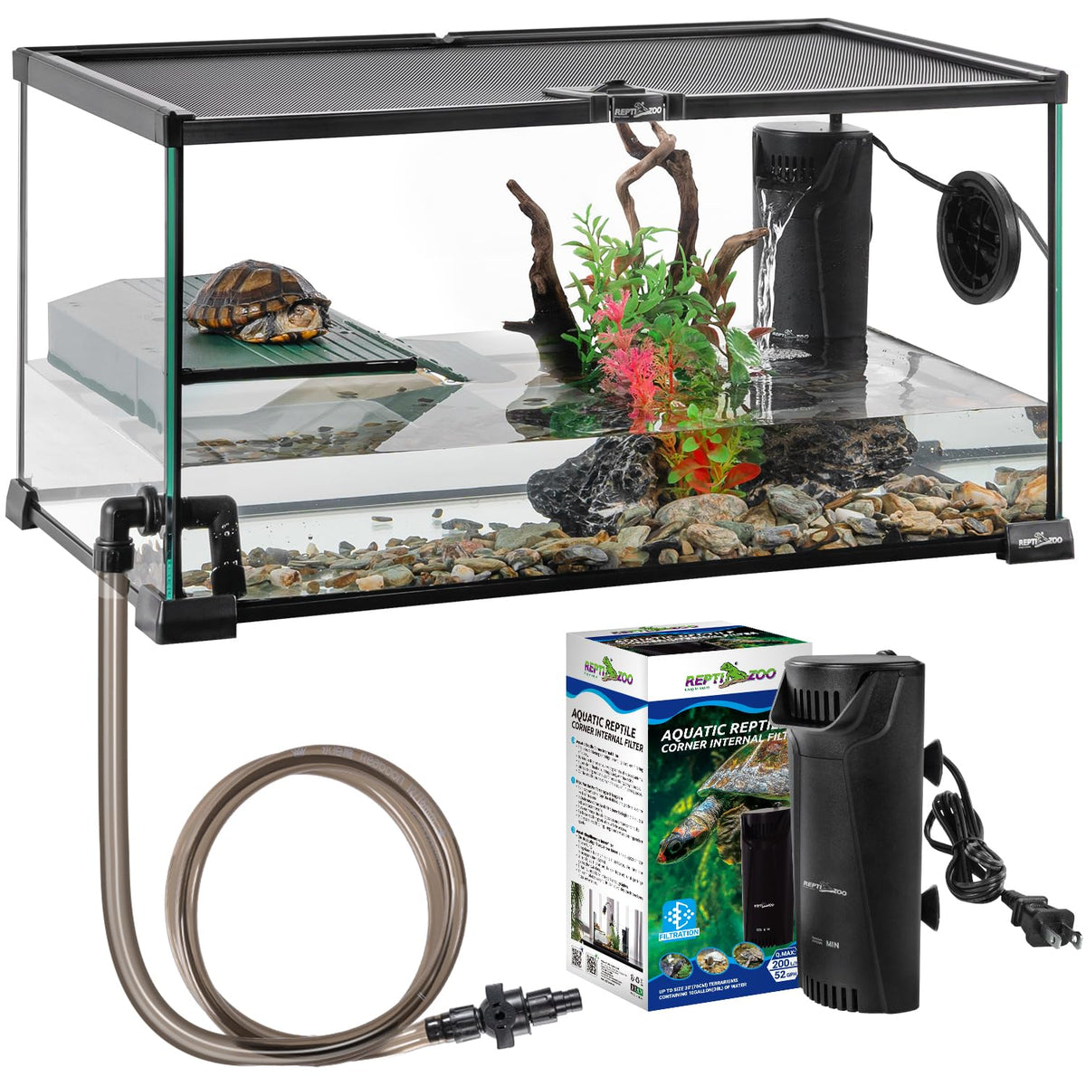 Bac tortue REPTIZOO en verre 10 gallons pour observation claire