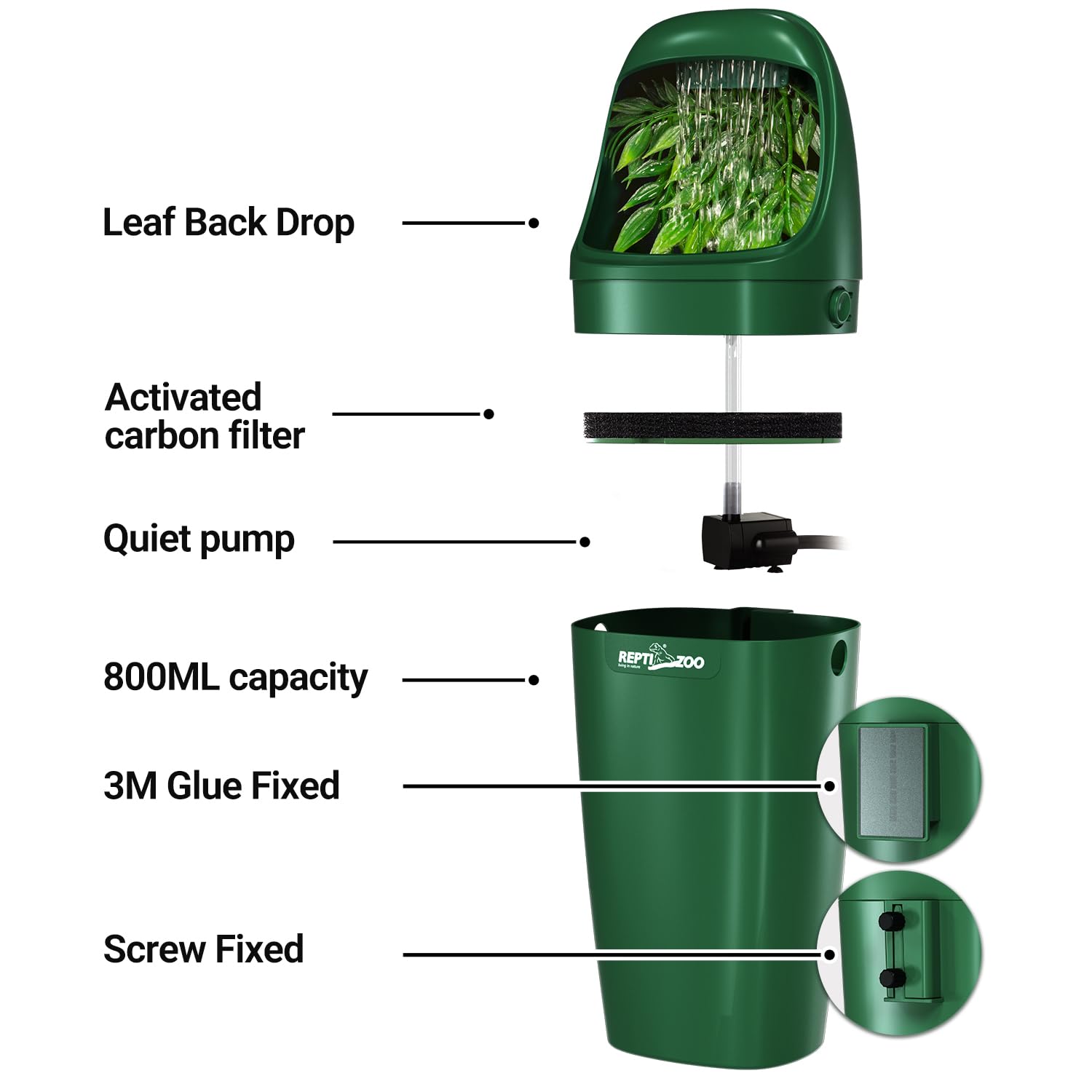 Filtration double REPTIZOO pour une eau propre.