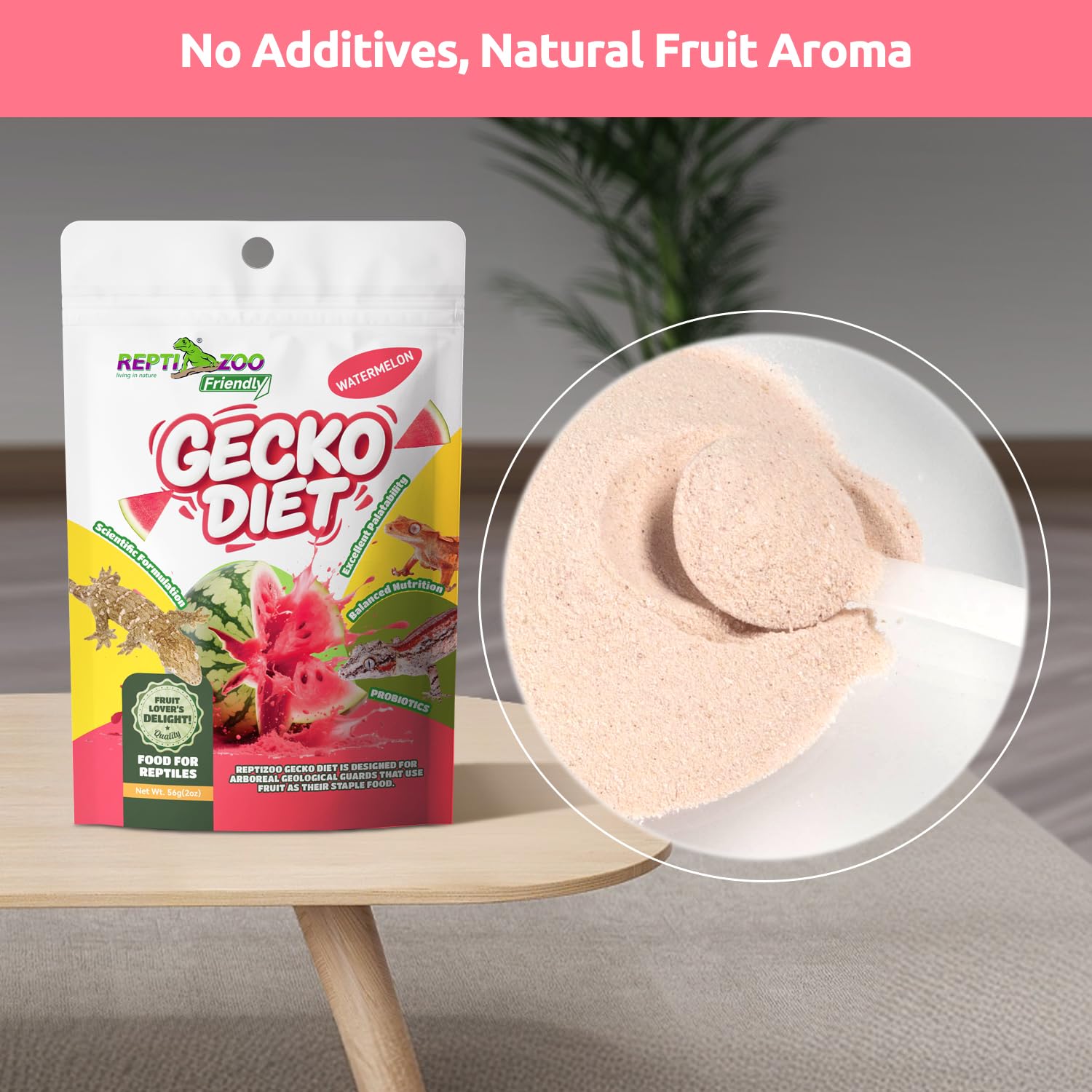 REPTIZOO FRIENDLY Gecko Food prêt à servir, sans poudre calcium séparée nécessaire.