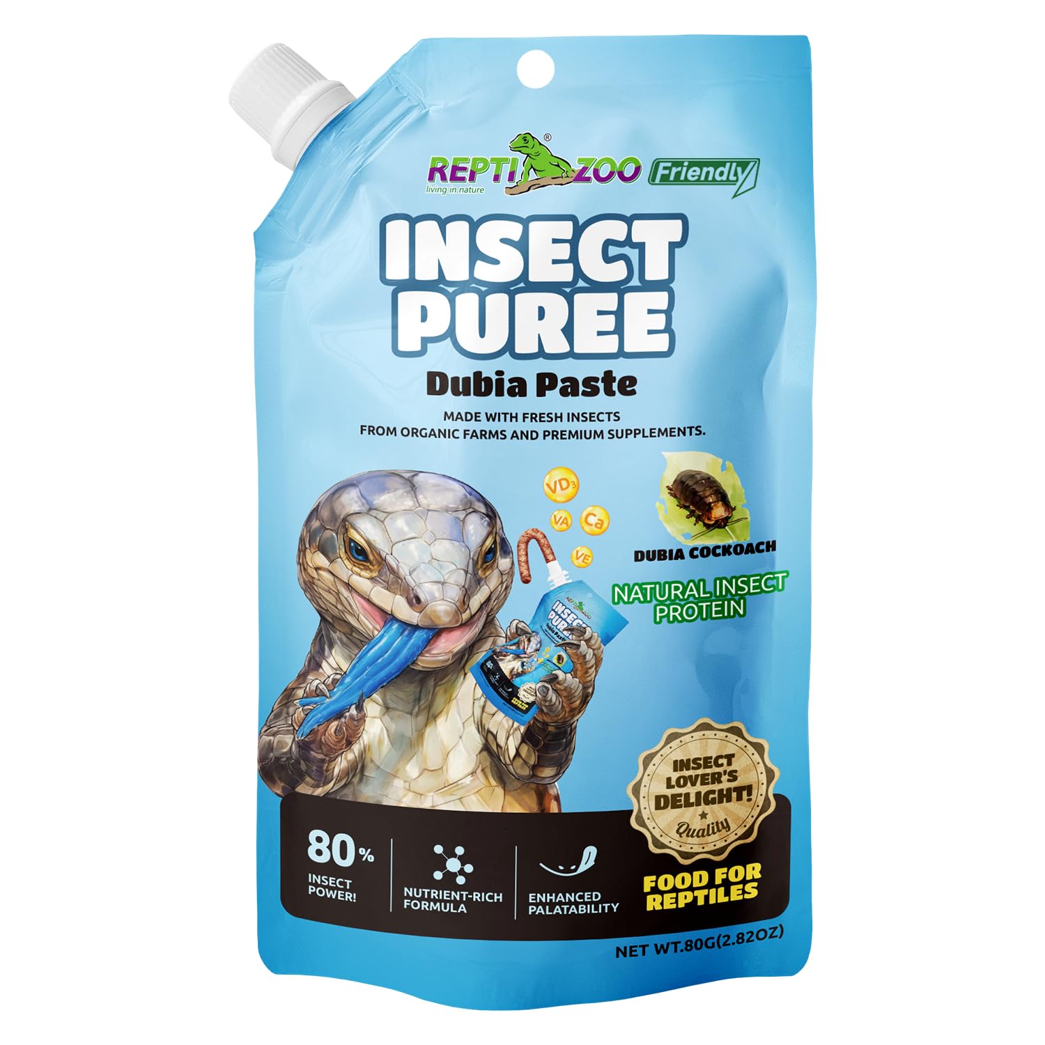 Purée d'insectes REPTIZOO FRIENDLY pour Gecko à crête, texture prête à nourrir