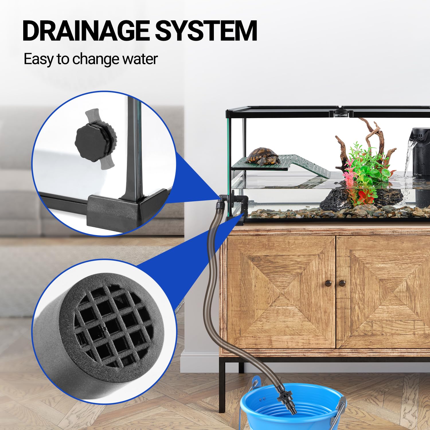 Tortue sur la plateforme basking REPTIZOO bronzage et repos