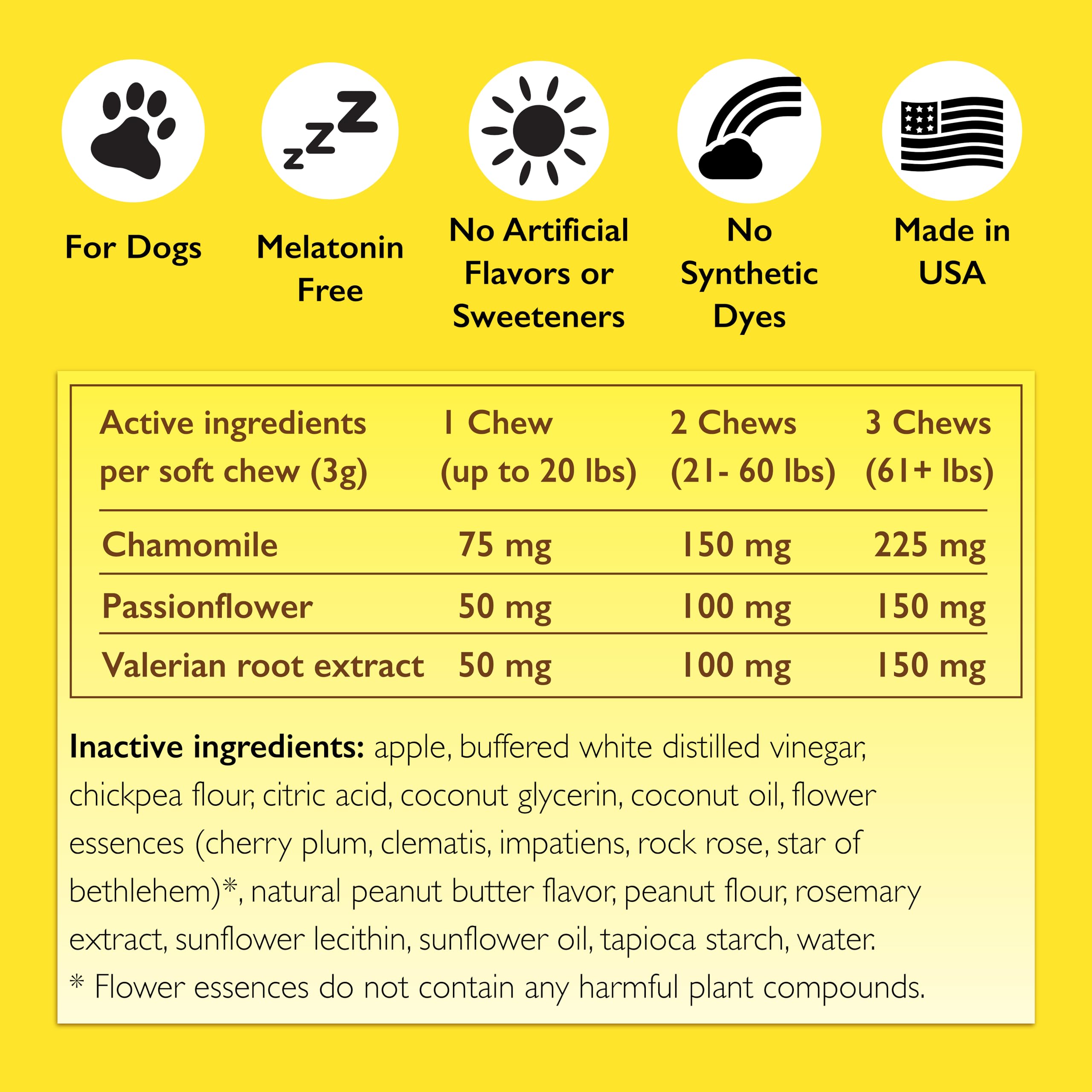 Arôme naturel cacahuète et pomme des RESCUE Pet Chews pour un goût apprécié.