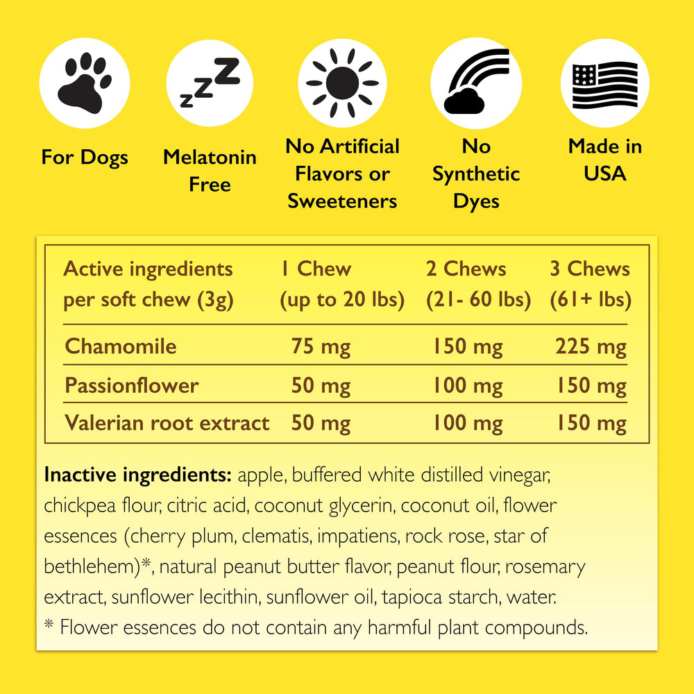 Arôme naturel cacahuète et pomme des RESCUE Pet Chews pour un goût apprécié.