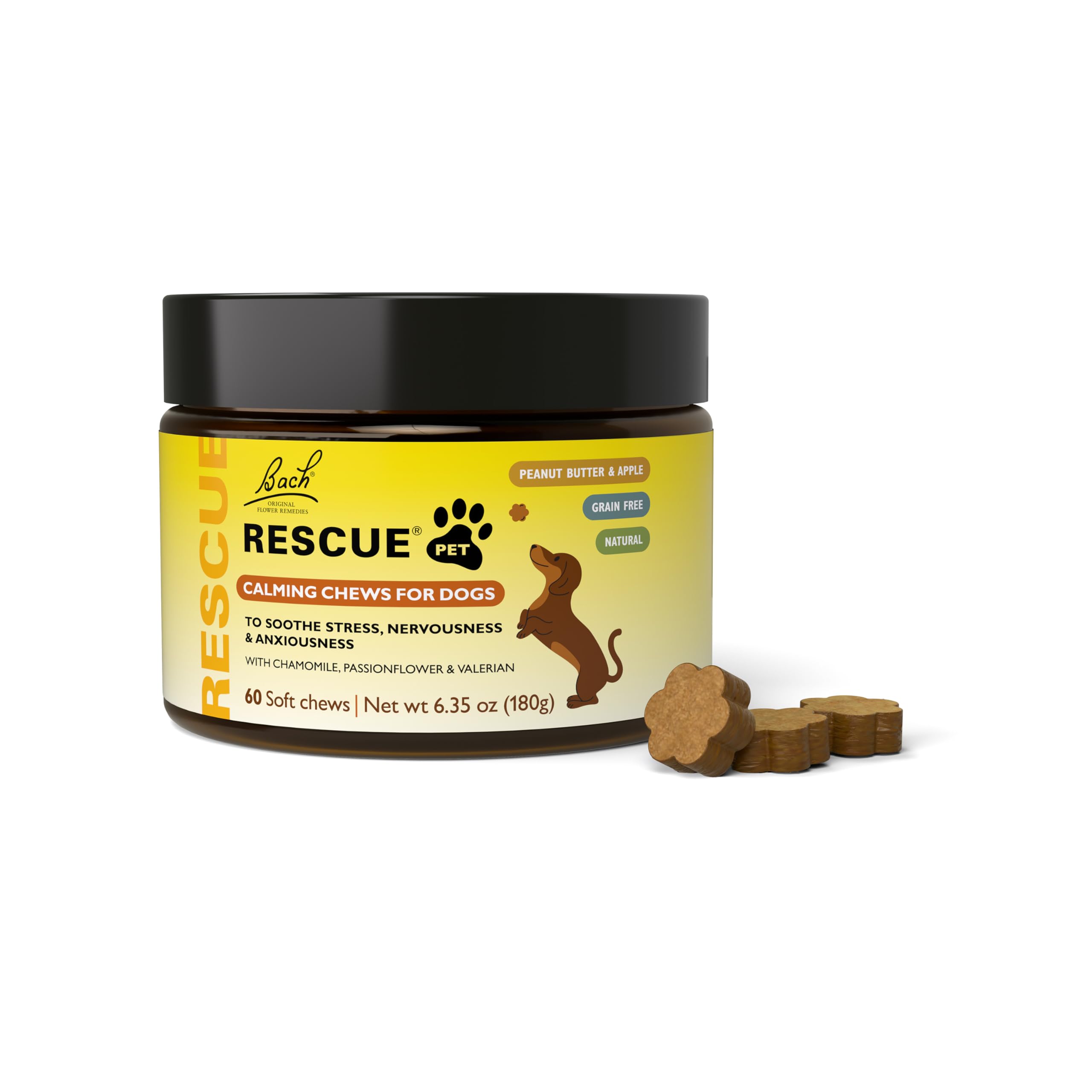 RESCUE Pet Chews pour chiens — emballage visible et friandises molles faciles à partager.