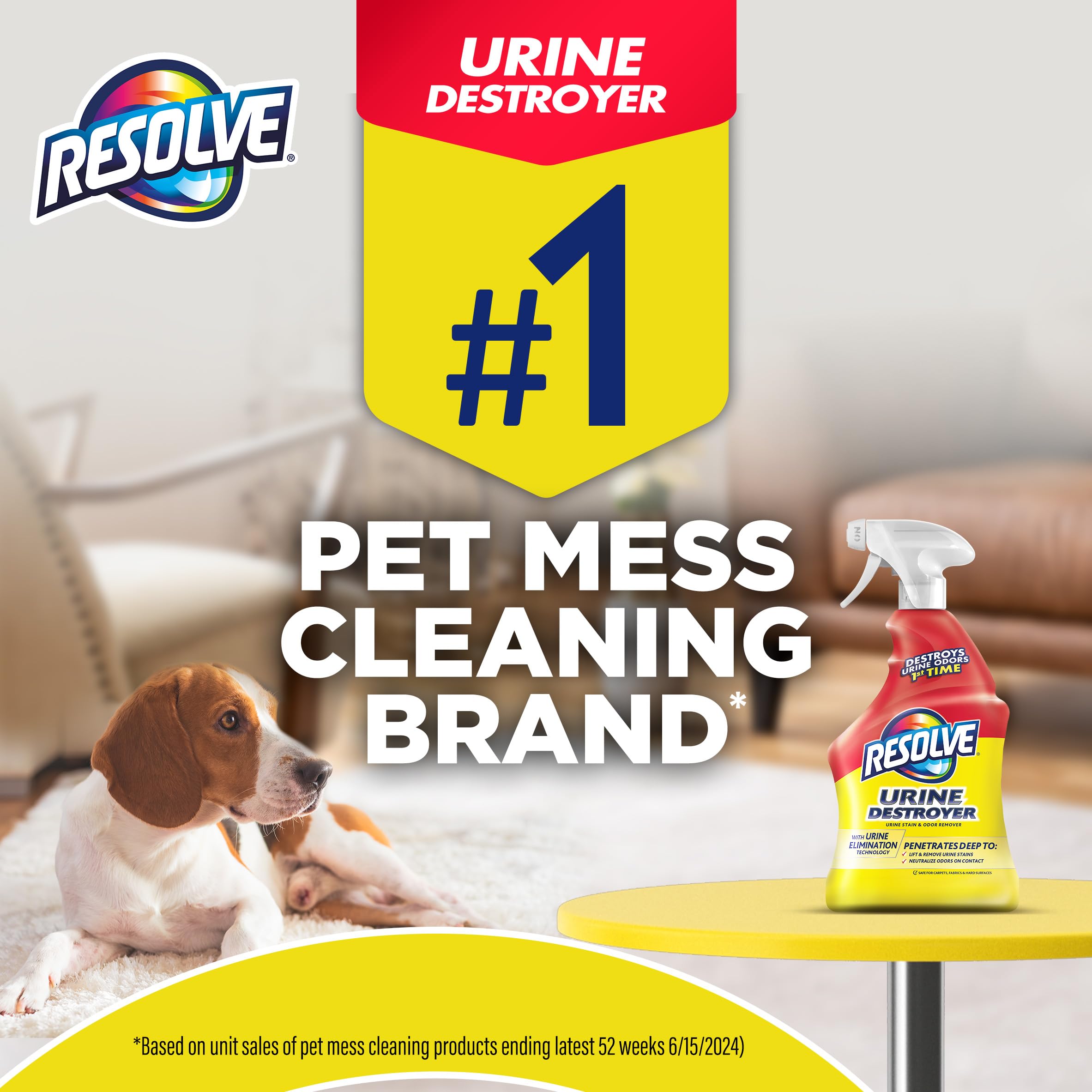 Resolve Urine Destroyer Spray – application-tapis: pénètre profondément les fibres.