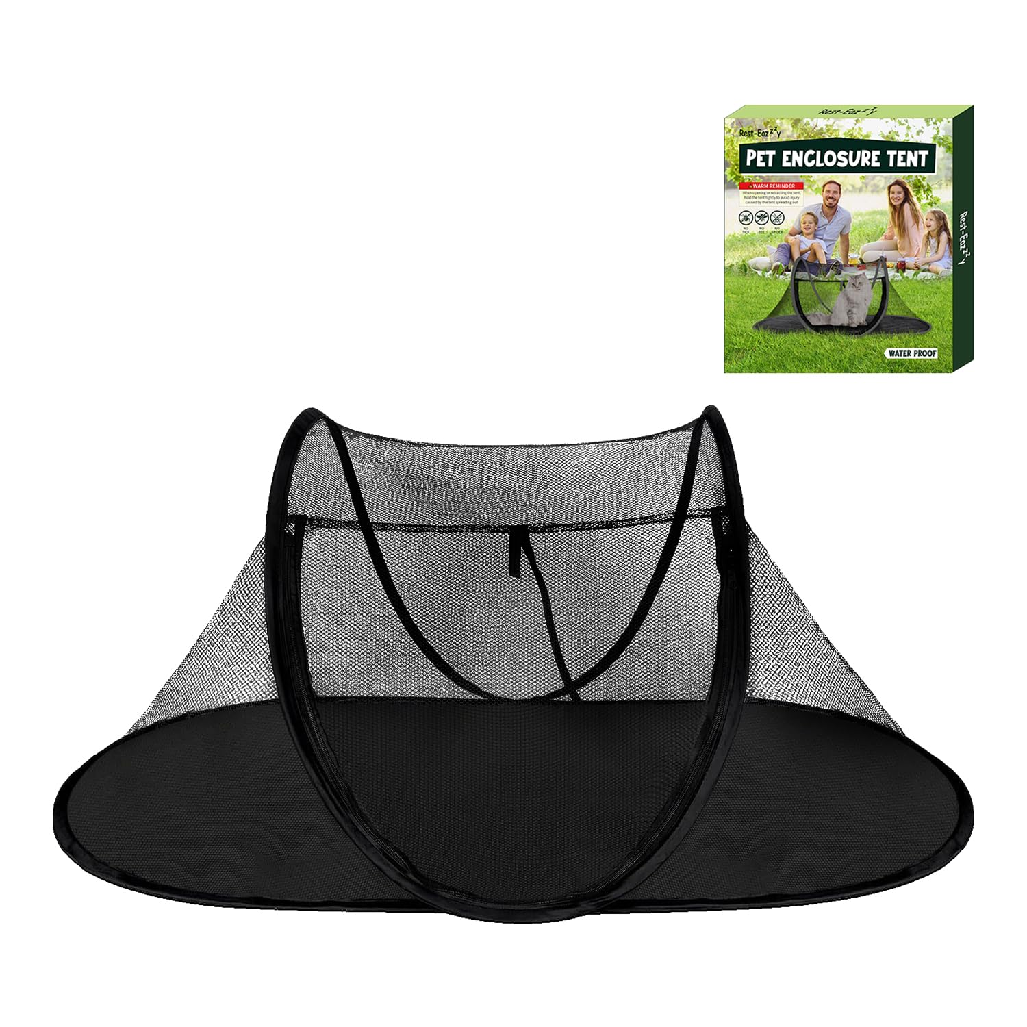 Rest-Eazzzy Cat Tent montre le grand espace extérieur pour chats et petits animaux, parfait pour jeux.