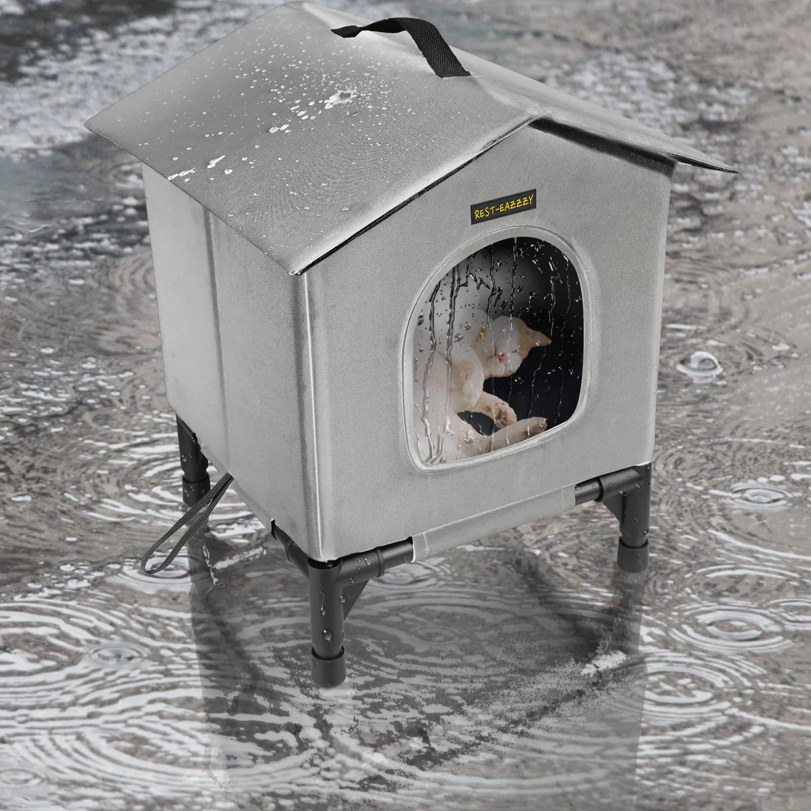 Rest-Eazzzy refuge-chats-ferals-froids convient pour chats sauvages par temps froid.