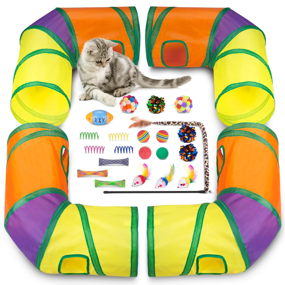 Jouet Retro Shaw tunnels grands pour chats, favorise l'exercice intérieur.