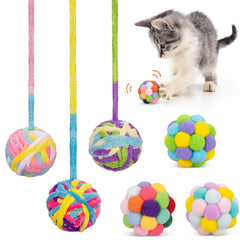 Balle-chat Retro Shaw en laine avec clochette intégrée, sécurité et durabilité.