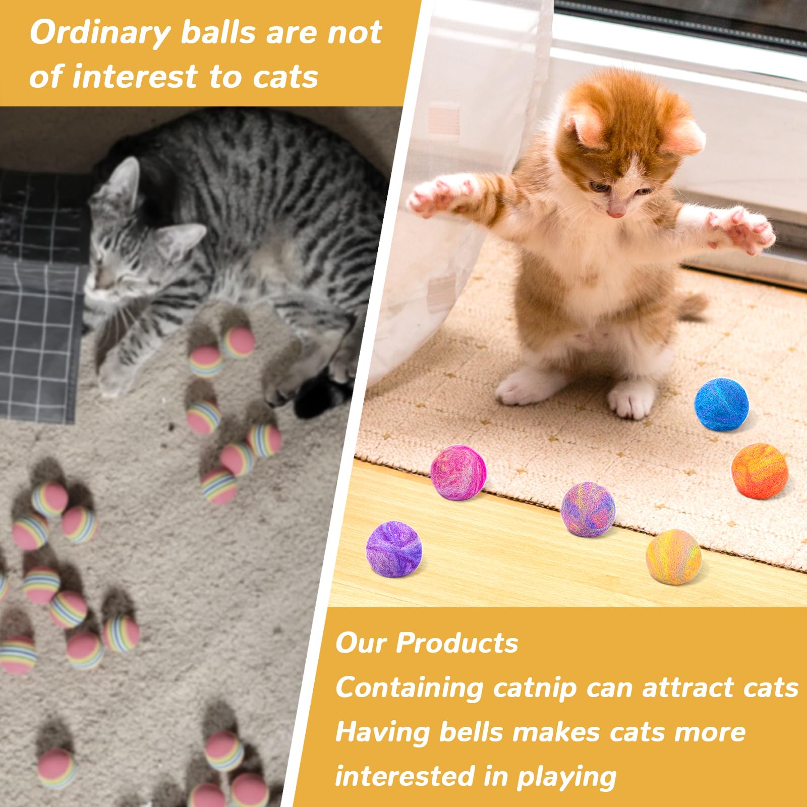 Boules Retro Shaw herbe-a-chat couleurs-vives cloche interieure : plaisir visuel et jeu interactif
