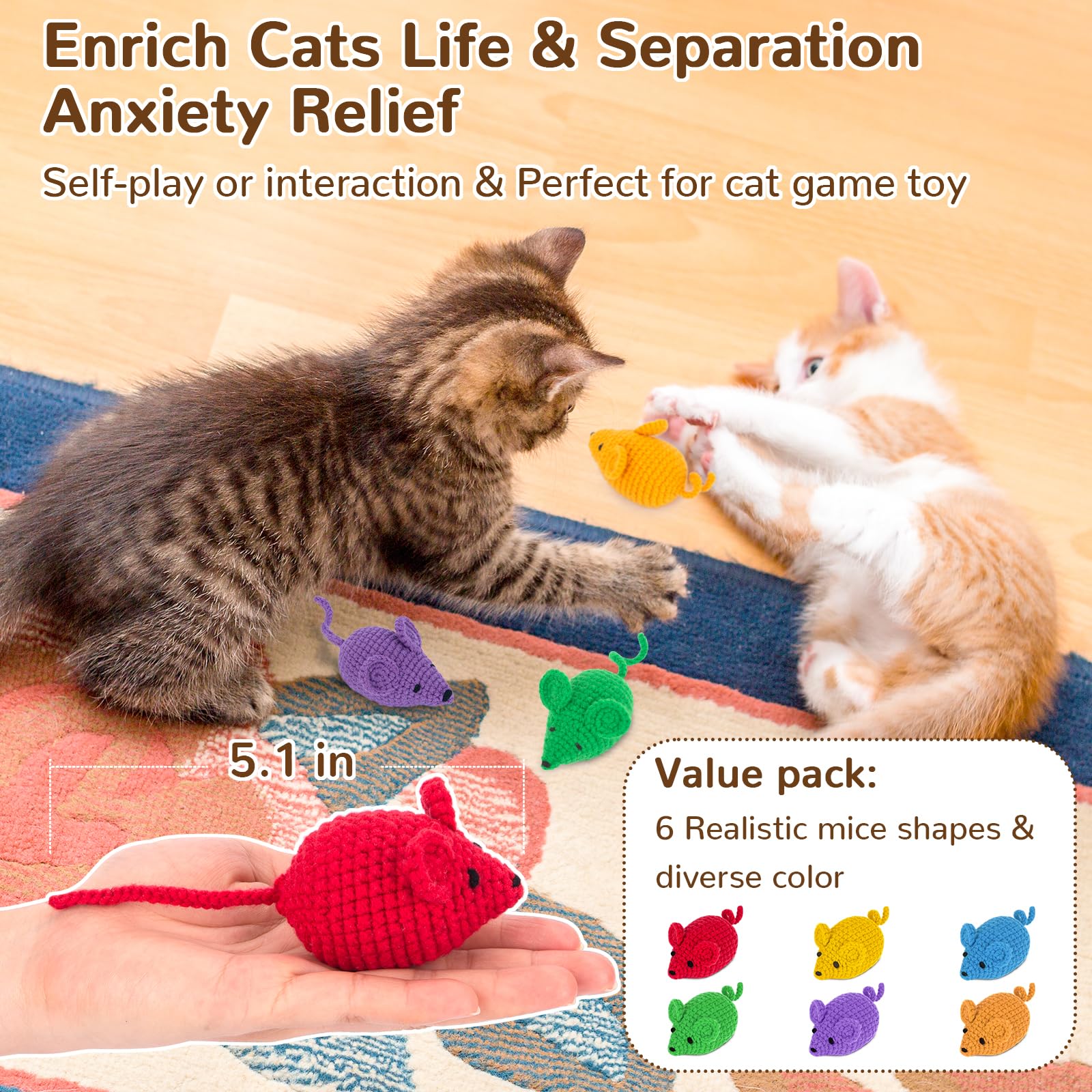 Cadeau chat écologique Retro Shaw, jouet artisanal coloré et sûr.