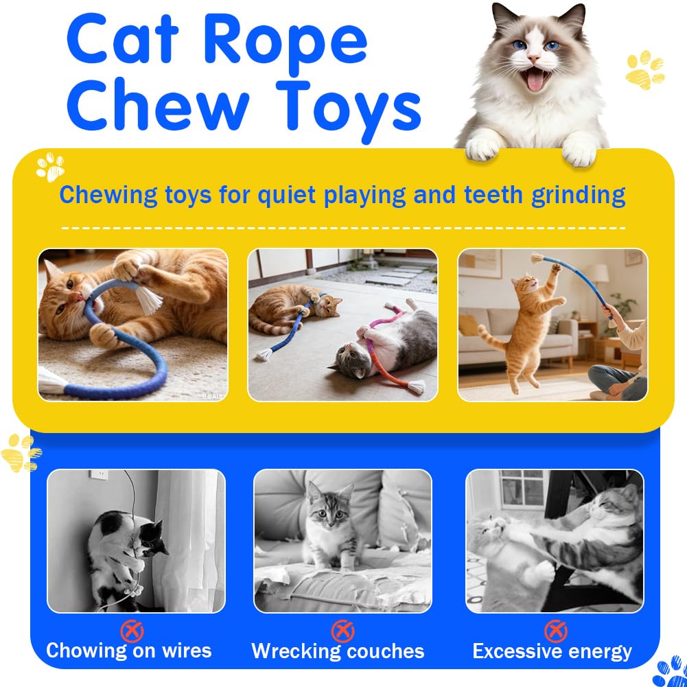 Retro Shaw jouet corde chat durable pour mordillement et jeu actif