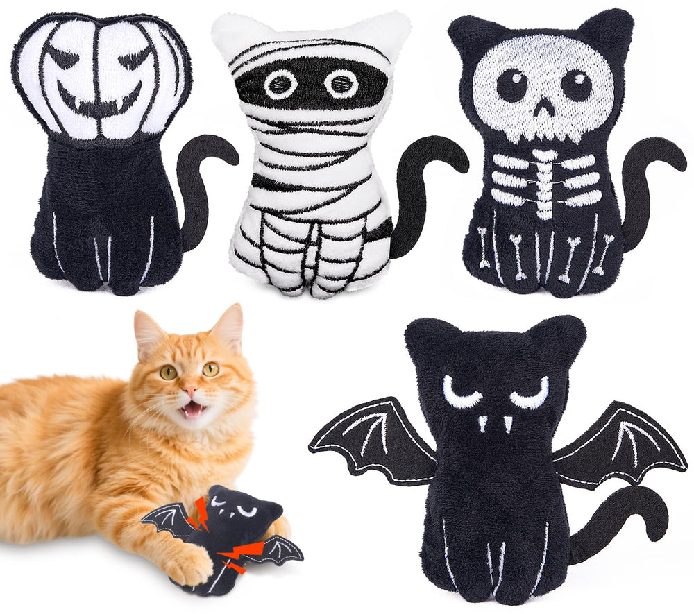 Retro Shaw – jouets herbe à chat 4 pièces, stimule l’activité de votre chat