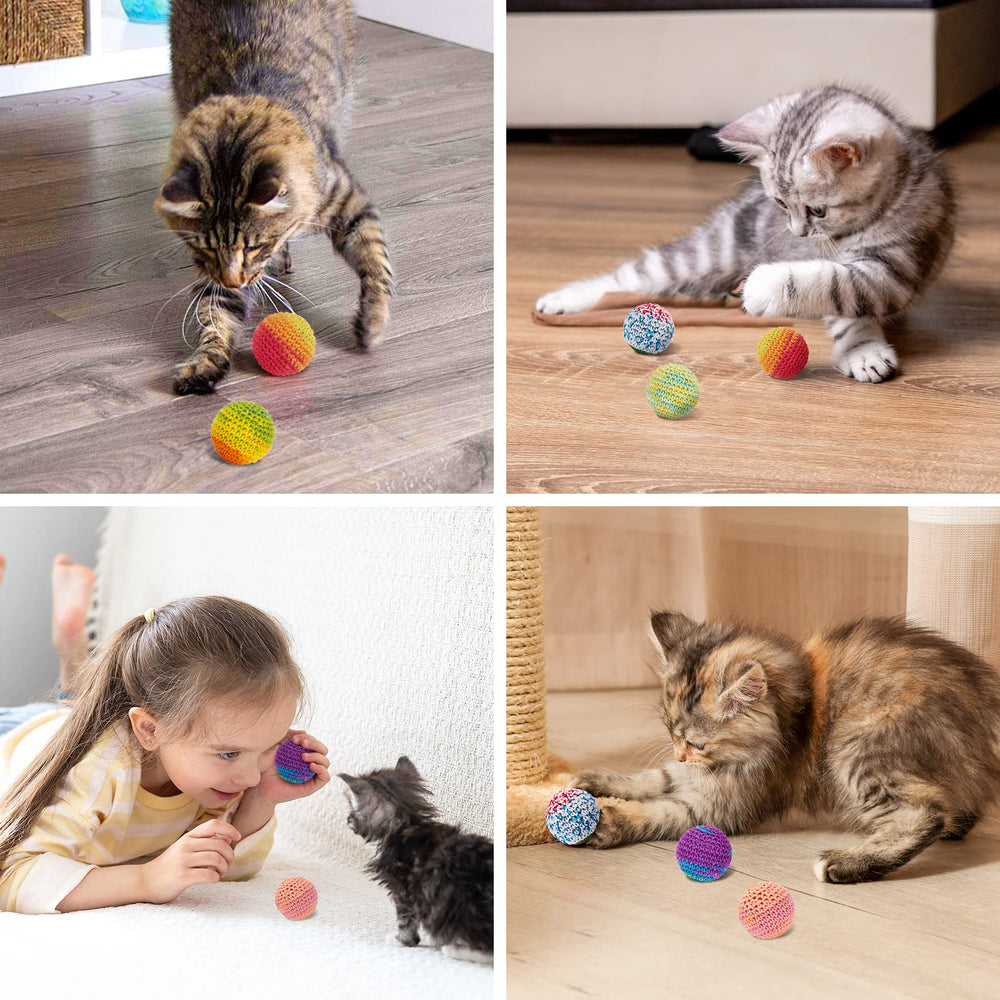 Lot de 6 balles Retro Shaw, cadeau idéal pour chat et fêtes.