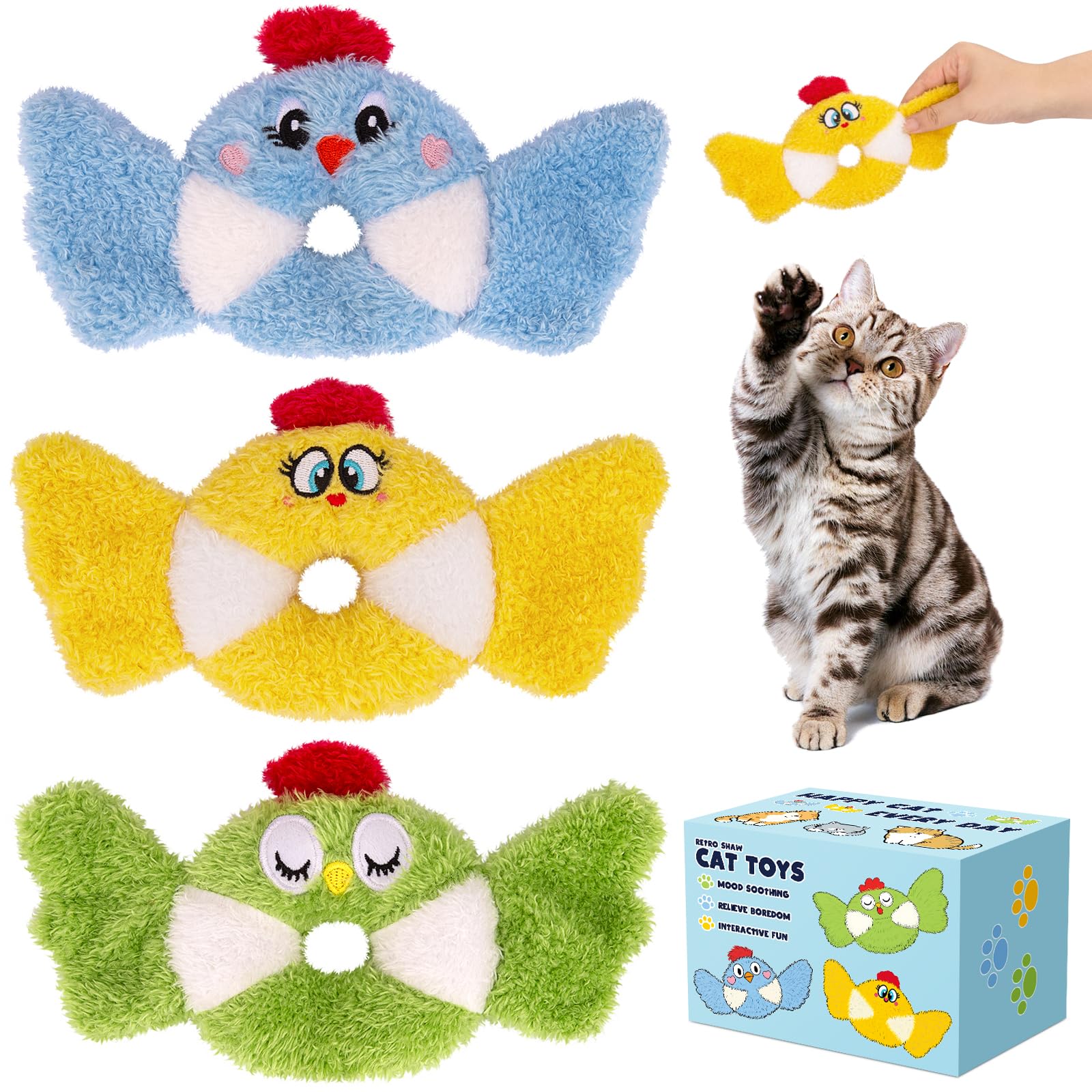 Jouet oiseau réaliste Retro Shaw pour chats, stimulation et activité