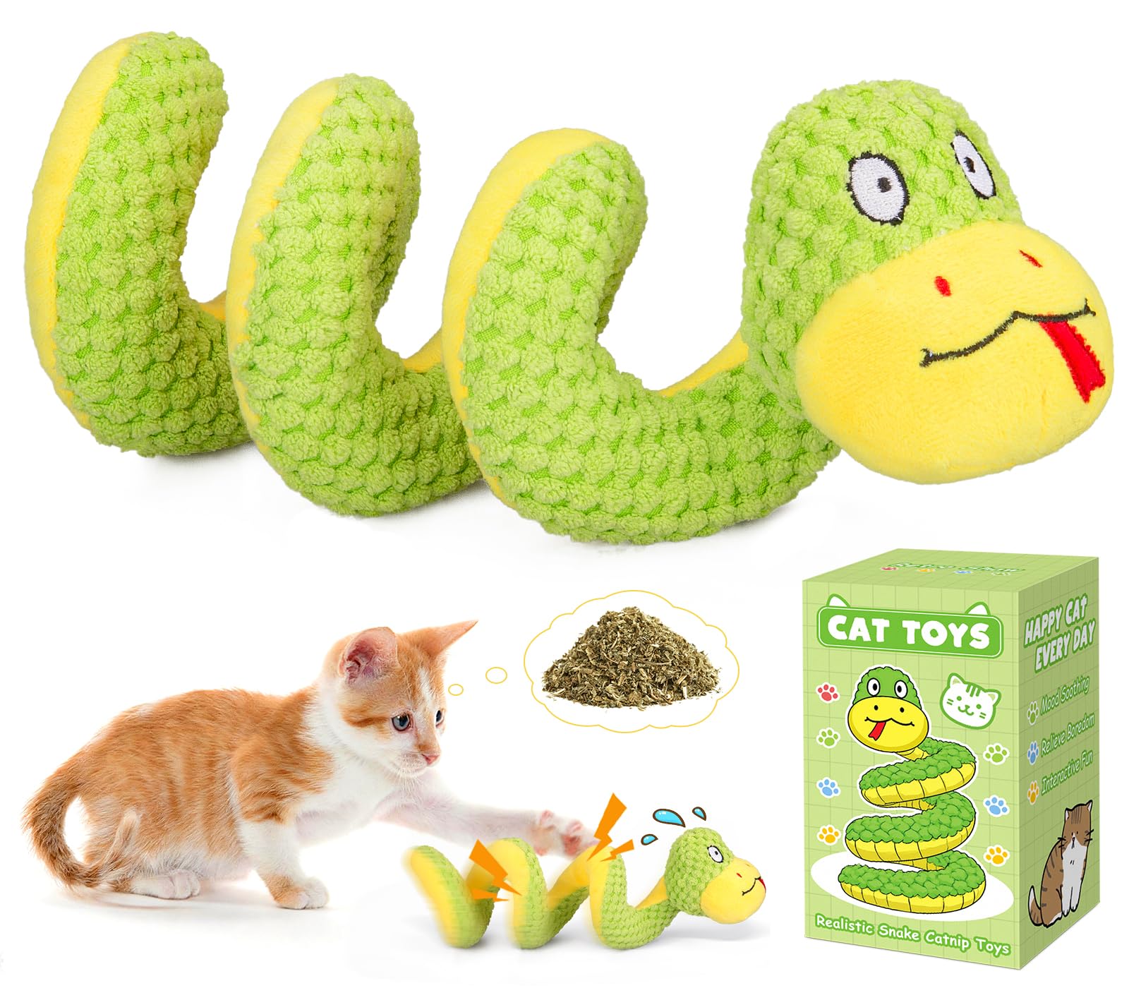 Serpent Retro Shaw grand de 14 pouces, idéal pour l'exercice actif des chats d’intérieur.