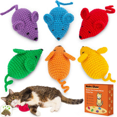 Souris crochetée Retro Shaw avec catnip et verveine argentée pour stimuler le jeu.