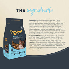 Reveal alimentation sèche sans céréales pour chat adulte, ingrédients simples.