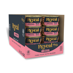 Reveal chat saumon-thon dans bouillon hydratant pour une dégustation riche.