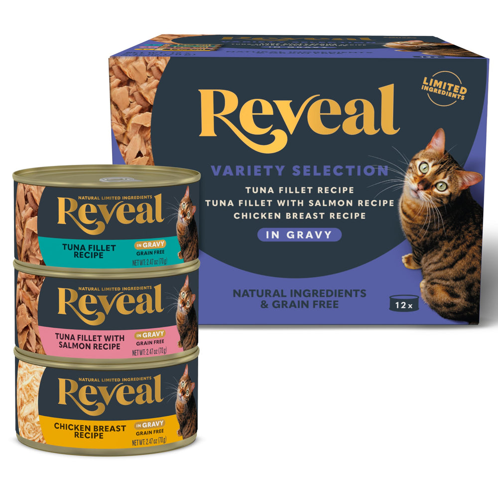 Reveal boîtes d’aliments humides pour chat en lot, pratique et prêt à servir